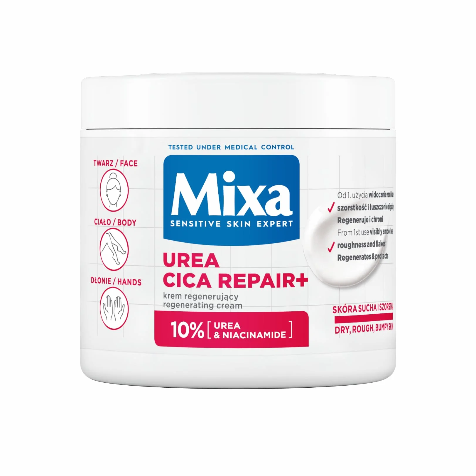 Mixa Urea Cica Repair+ Regenerujący Krem, 400 ml
