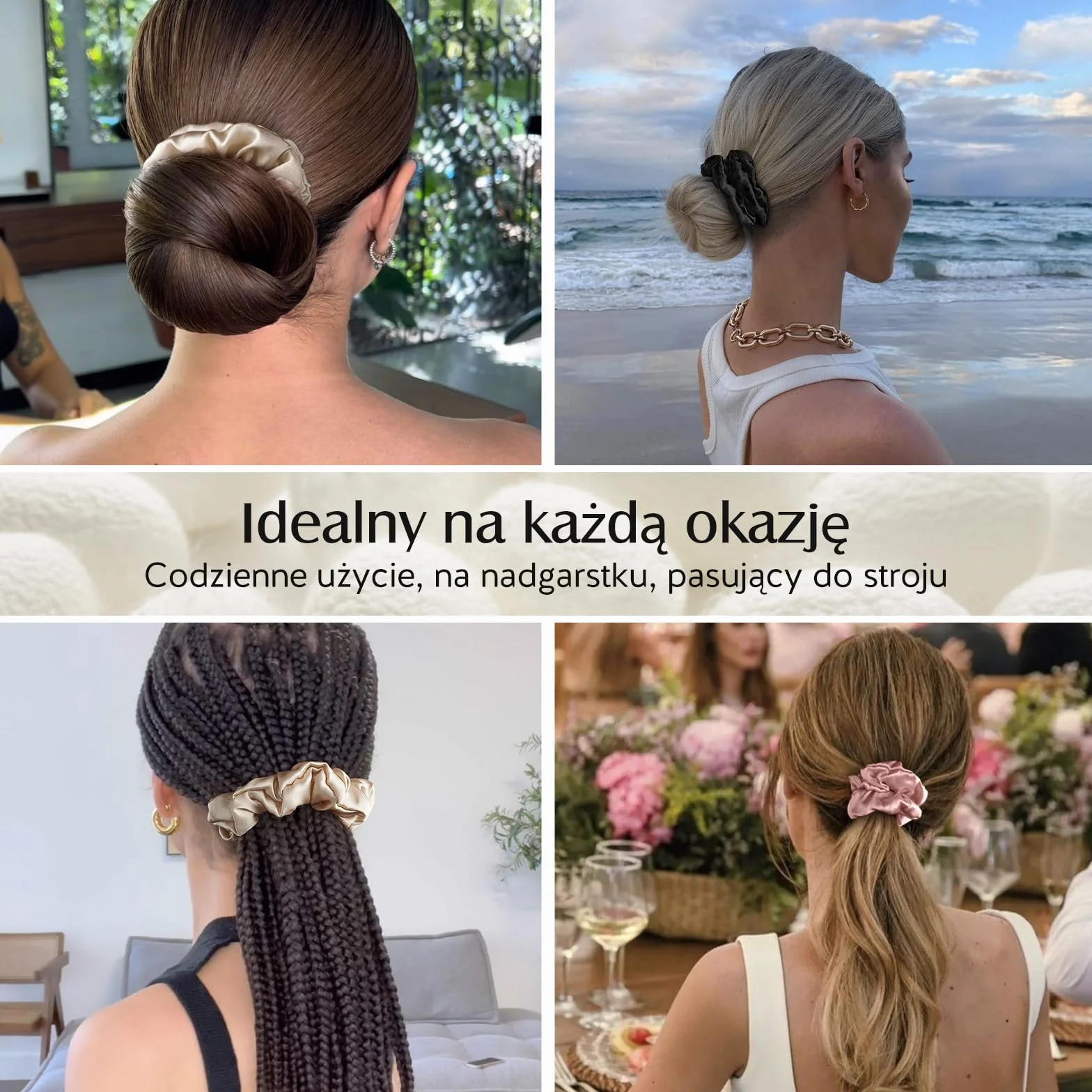 Umisleep 3-częściowy zestaw 100% Mulberry Silk Scrunchies dla kobiet, delikatne gumki do włosów dla mniej puszenia się włosów i łamania włosów, elastyczne gumki do włosów bez odcisków (różowe, czarne