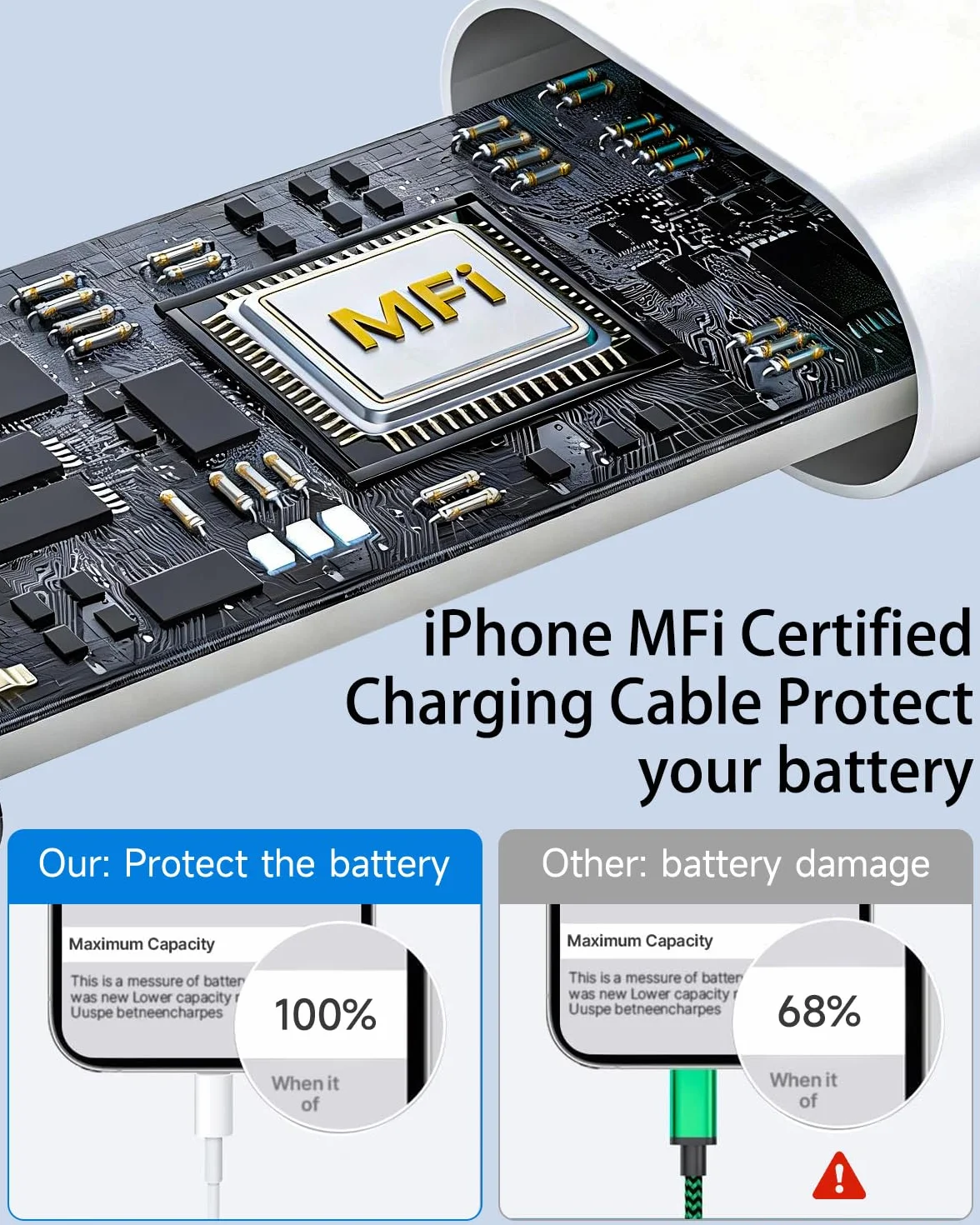 Kabel Ładujący do iPhone'a 1M, [Certyfikat Apple MFi] Kabel USB do Lightning kabel Ładujący USB do iphone'a Cable Szybkiego ładowania Phone Przewód do iphone'a 14 13 12 11 Pro Max XS XR X 8 iPad