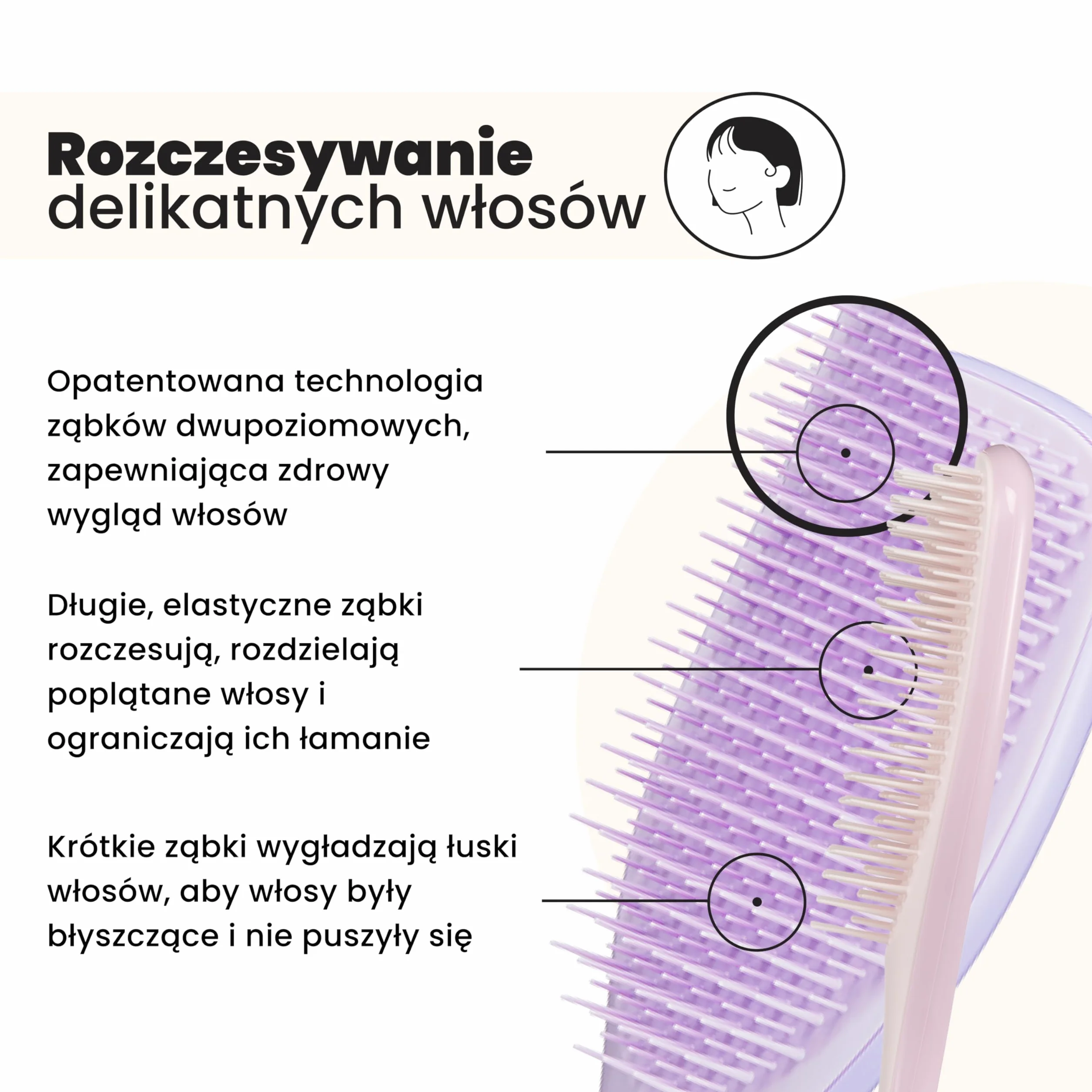Tangle Teezer Fine & Fragile Ultimate Detangler, do cienkich i delikatnych - Miękkie, elastyczne ząbki redukują łamanie i ciągnięcie - Łagodna dla delikatnych włosów - Hipnotyzujący wrzos