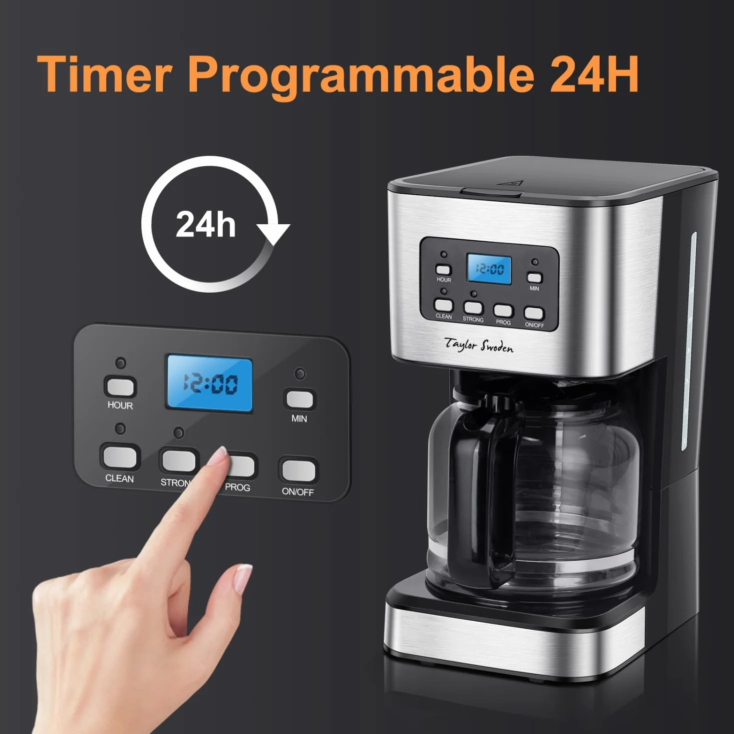 Taylor Swoden Darcy 950 W ekspres do kawy z timerem 1,5 l 12 filiżanek czarny