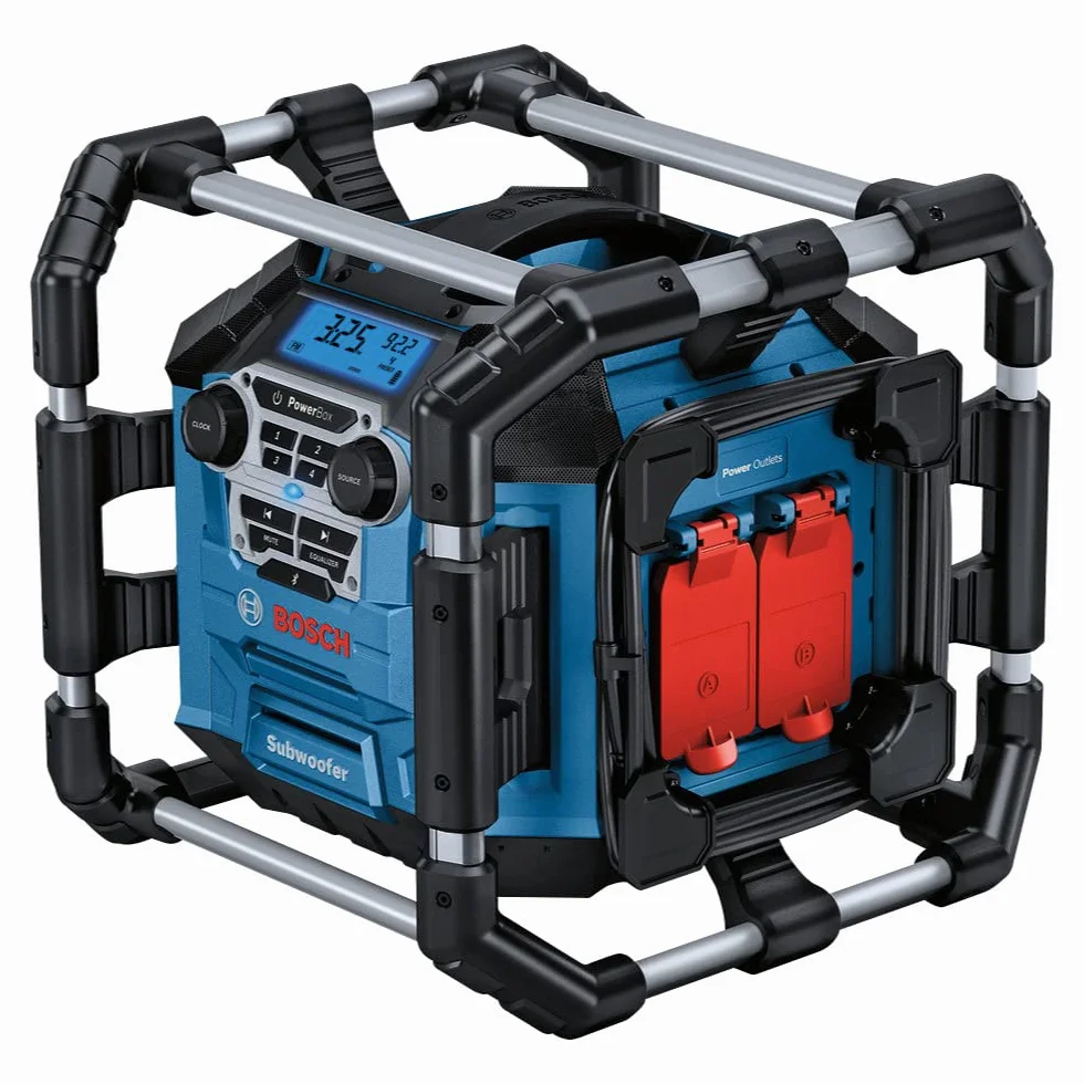 Bosch Professional system 18V: akumulatorowe radio budowlane GPB 18V-5 C (odbiór: Bluetooth, FM i AUX, przewód AUX, 2 baterie (AA))