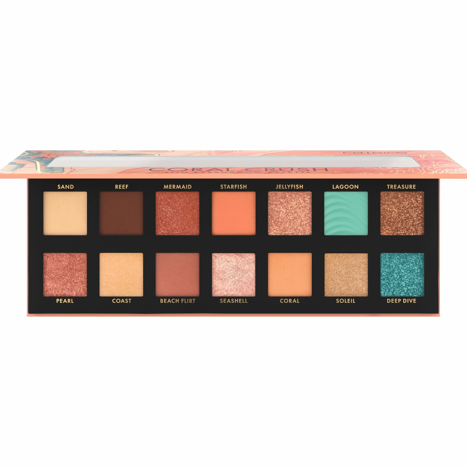 Catrice Paleta cieni do powiek Coral Crush Slim, długotrwały, wyraźny wynik, błyszczący, intensywny (10.6g)