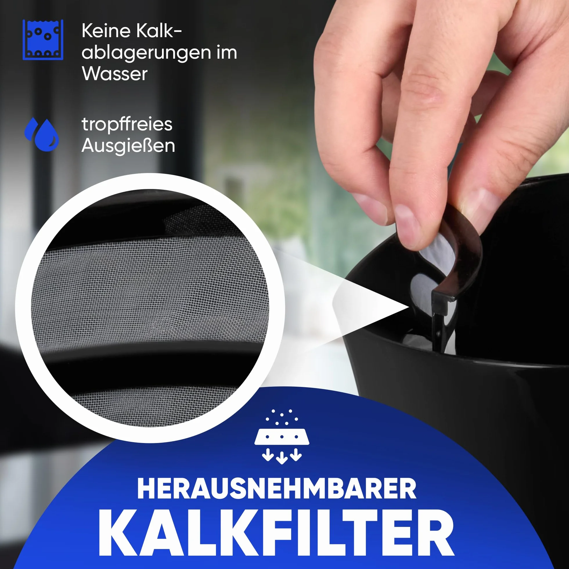 Hervidor de agua Clatronic® | Hervidor Wasserkocher 1,7 L con extracción automática y manual | filtro de cal extraíble | máx. 2200 vatios | Hervidor de agua | WK 3819 negro