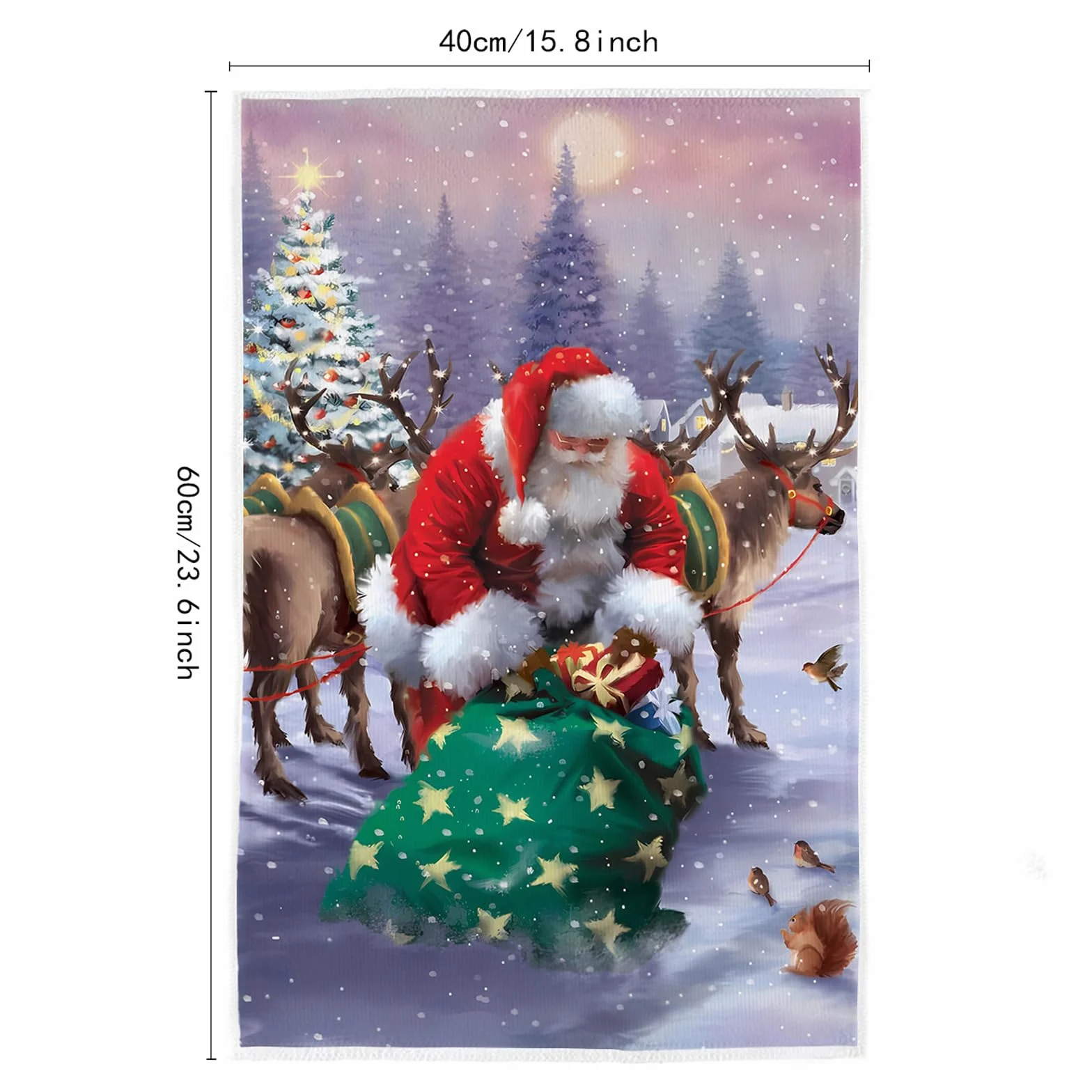2 sztuki ścierek do naczyń z motywem choinek, modne dekoracyjne ściereczki kuchenne, ściereczki kuchenne z motywem choinek, wymiary 40 x 60 cm, do kuchni i łazienki, suszarka na świąteczne