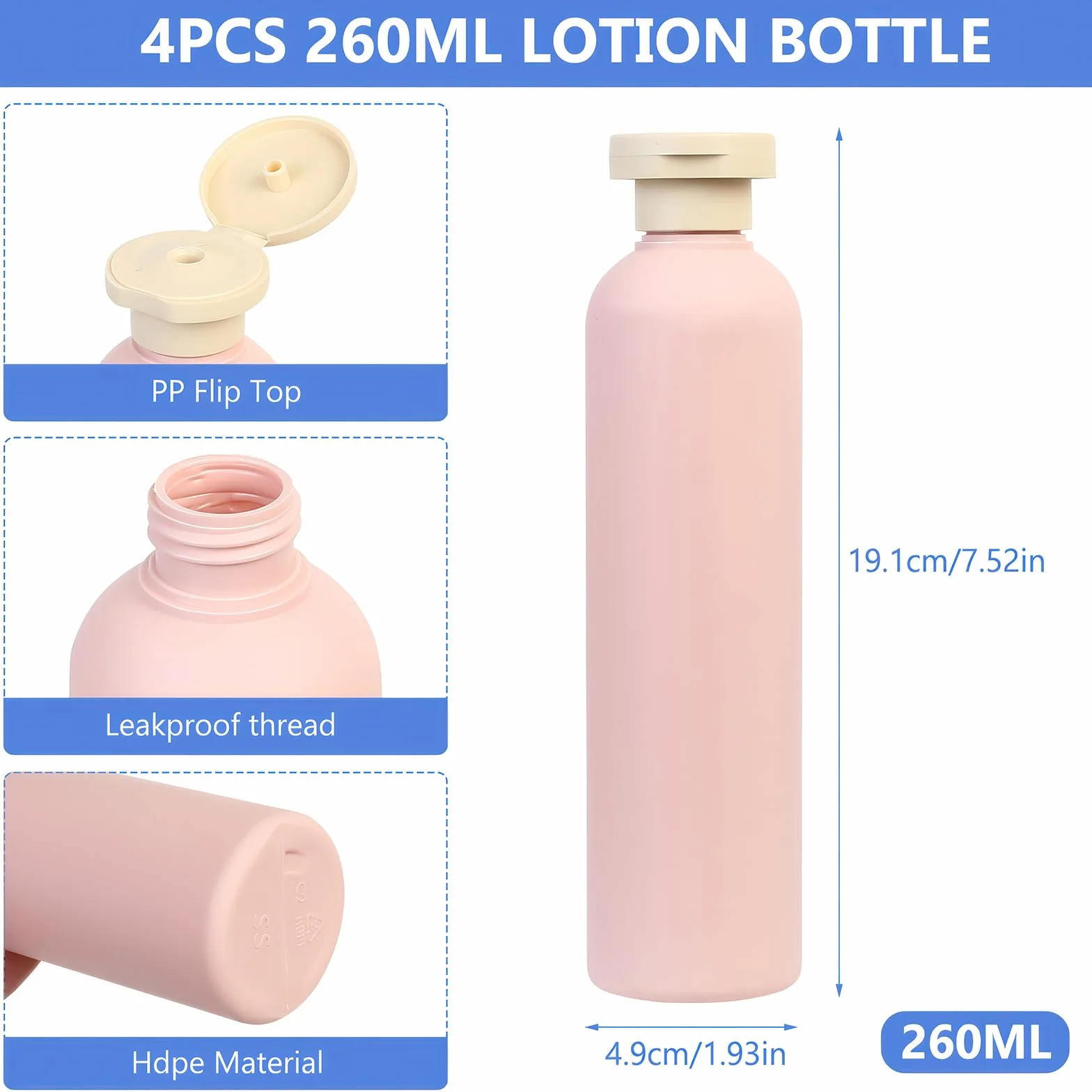 Podróżny zestaw pojemników na płyny, butelki 260 ml, podróżny akcesoria, szampon kosmetyczny z żelem pod prysznic