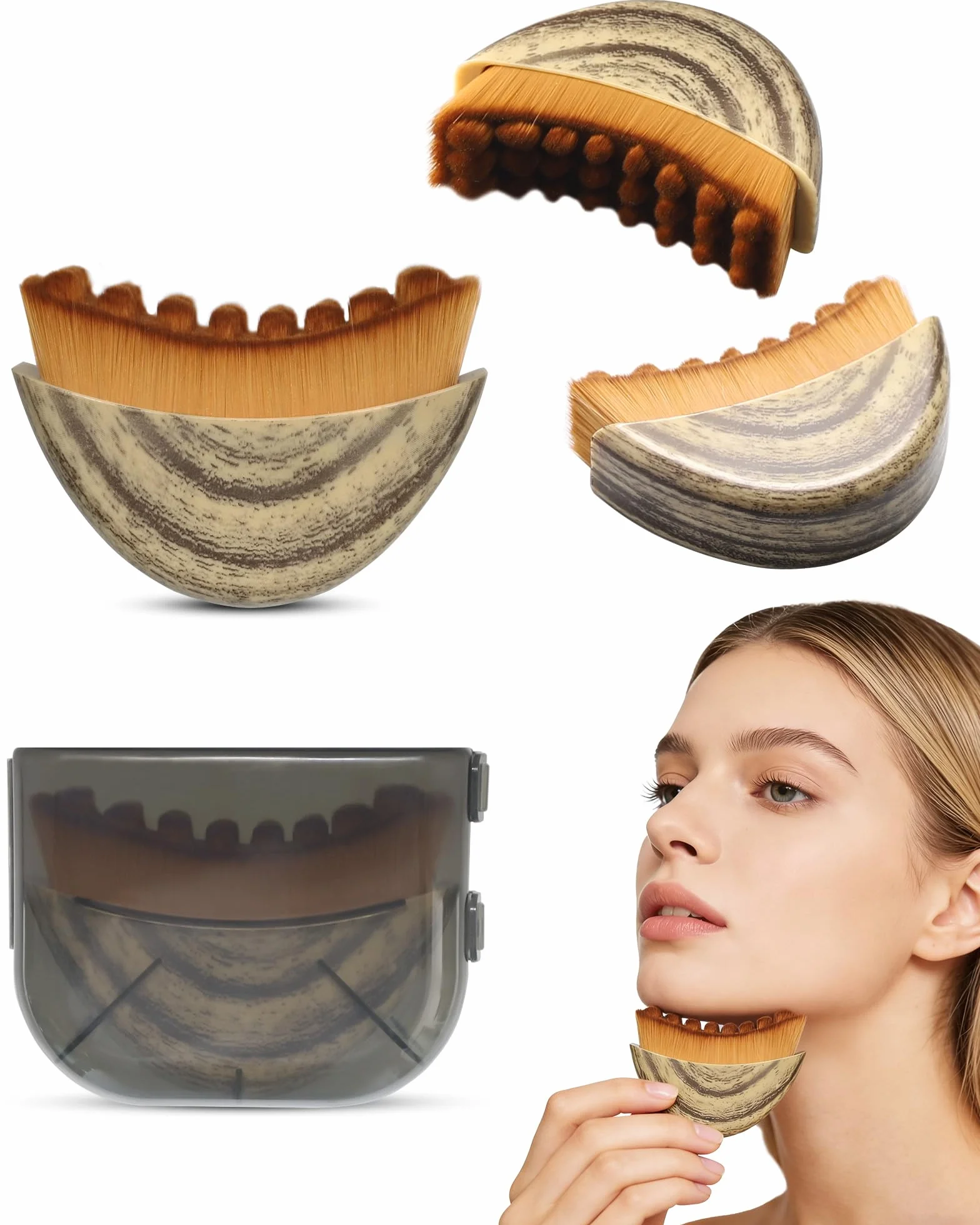 Szczotka do masażu limfatycznego twarzy szczotka do konturu twarzy szczotka na sucho do podbródka i linii żuchwy ergonomiczny design dopasowana do skóry (2)
