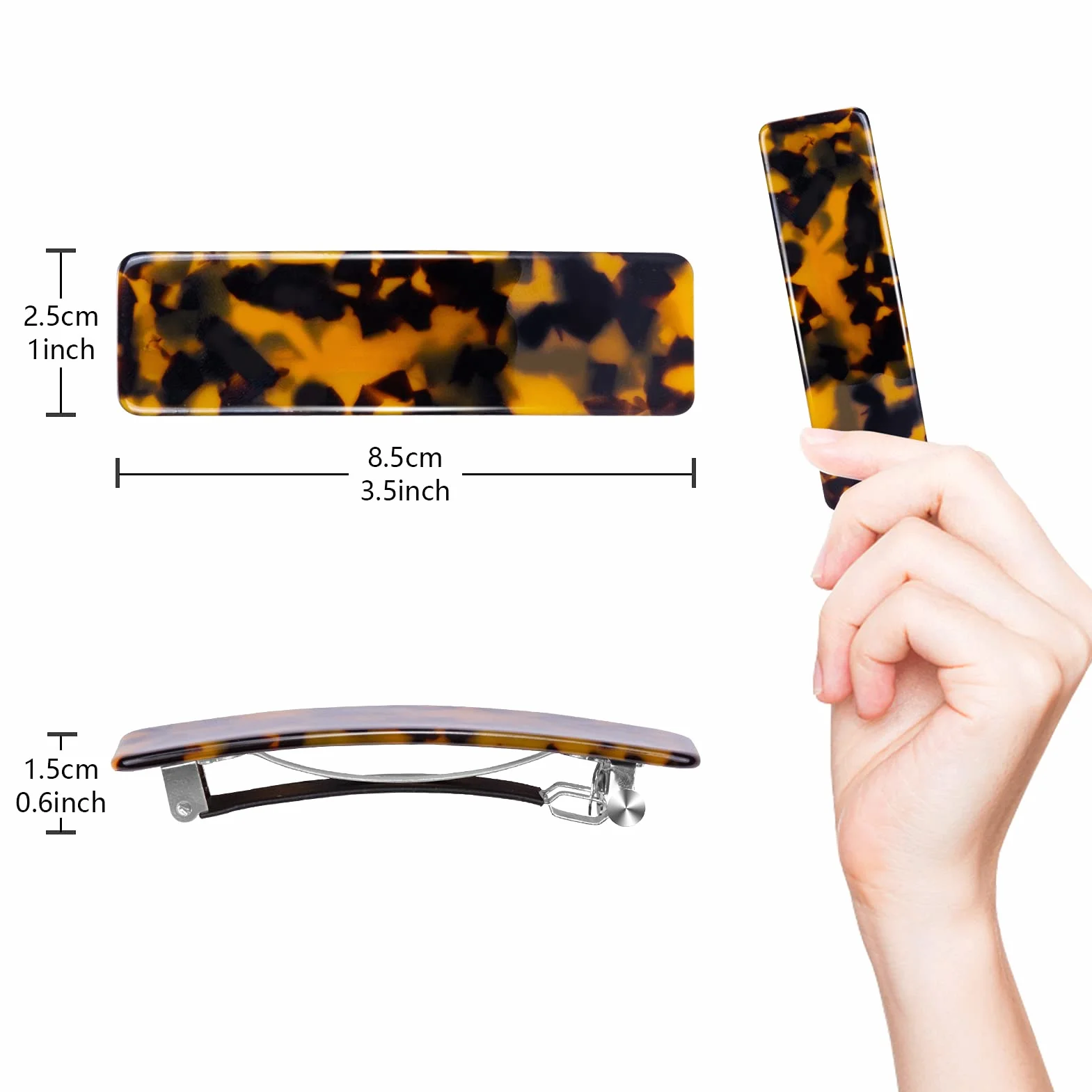 Kiiwah 4 sztuki francuskich spinek do włosów, 8,5 cm, automatyczne, klasyczne, duże spinki do włosów, w stylu vintage, ozdoba do włosów dla kobiet i dziewcząt, cienkie i grube włosy