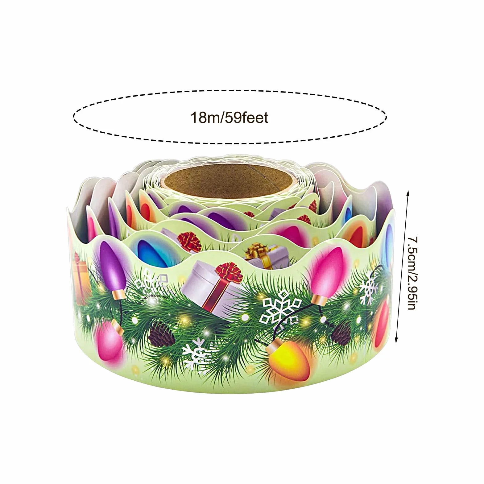 1 rolka bo?onarodzeniowa Bulletin Board Border, Light Bulb Pine Needle Classroom Decoration, Christmas Classroom Bulletin Board Decorations wakacje, dekoracja do klas