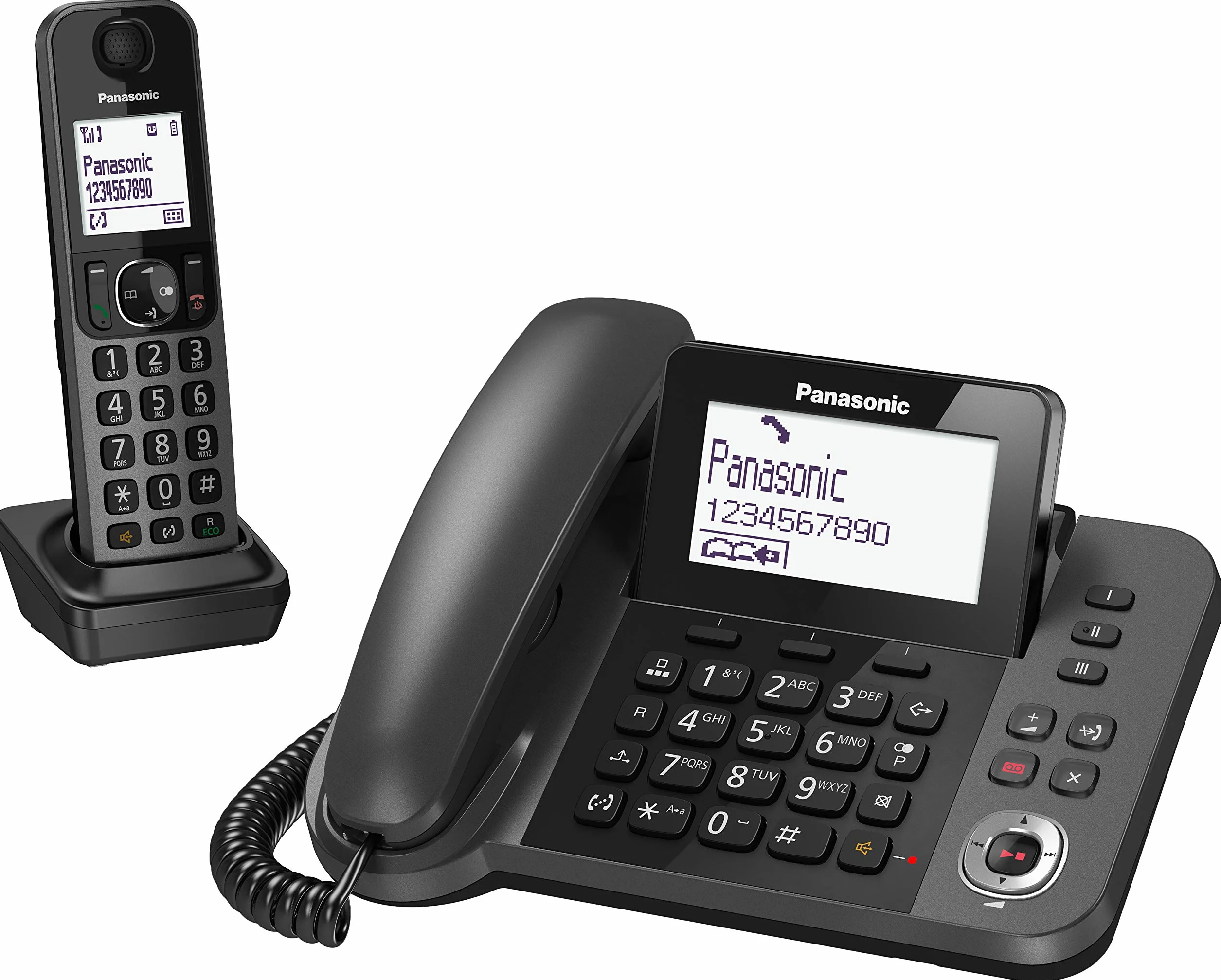 Panasonic Telefon KX-TGF320EXM - telefony (DECT, biurko, czarny, LCD, AAA, polifoniczny)