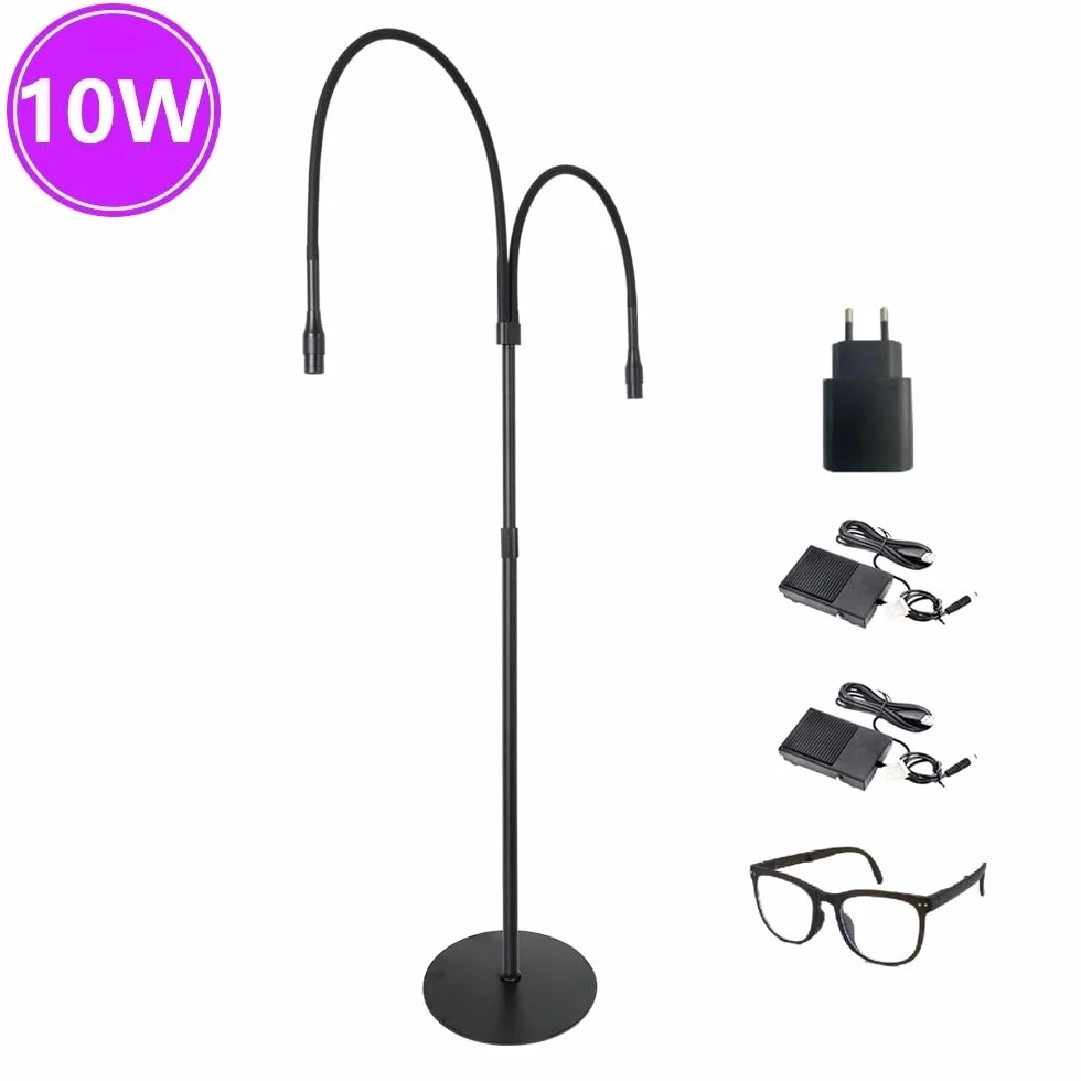 Podwójna lampa UV LED czarna z okularami | Podwójna lampa UV LED, kolor czarny, okulary ochronne w zestawie