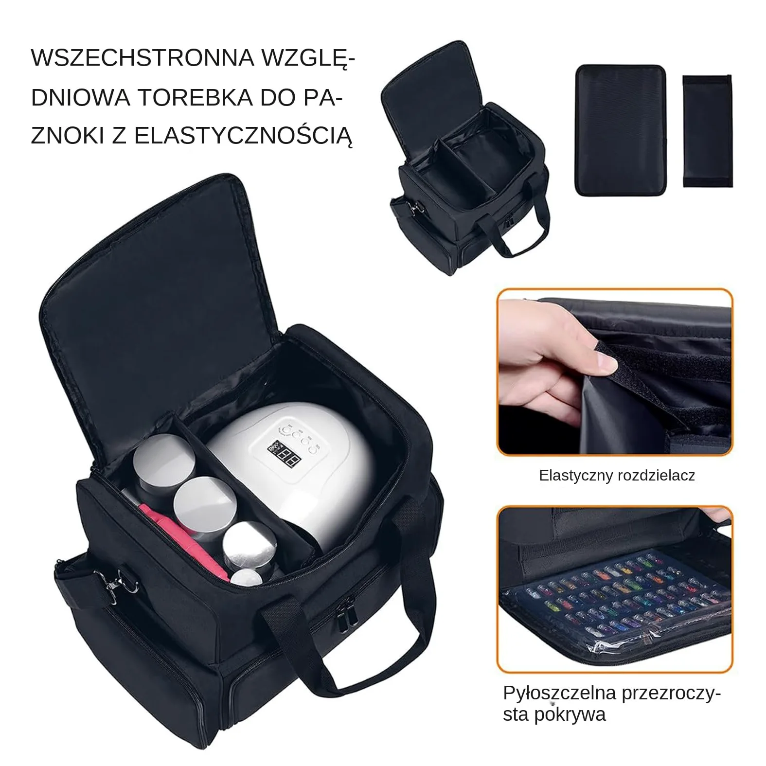 Etui z organizerem na lakier do paznokci, pudełko do | przechowywania materiałów do paznokci, Torba na zestaw kosmetyków do paznokci, Uchwyt na kosmetyki do zdobienia paznokci, fut