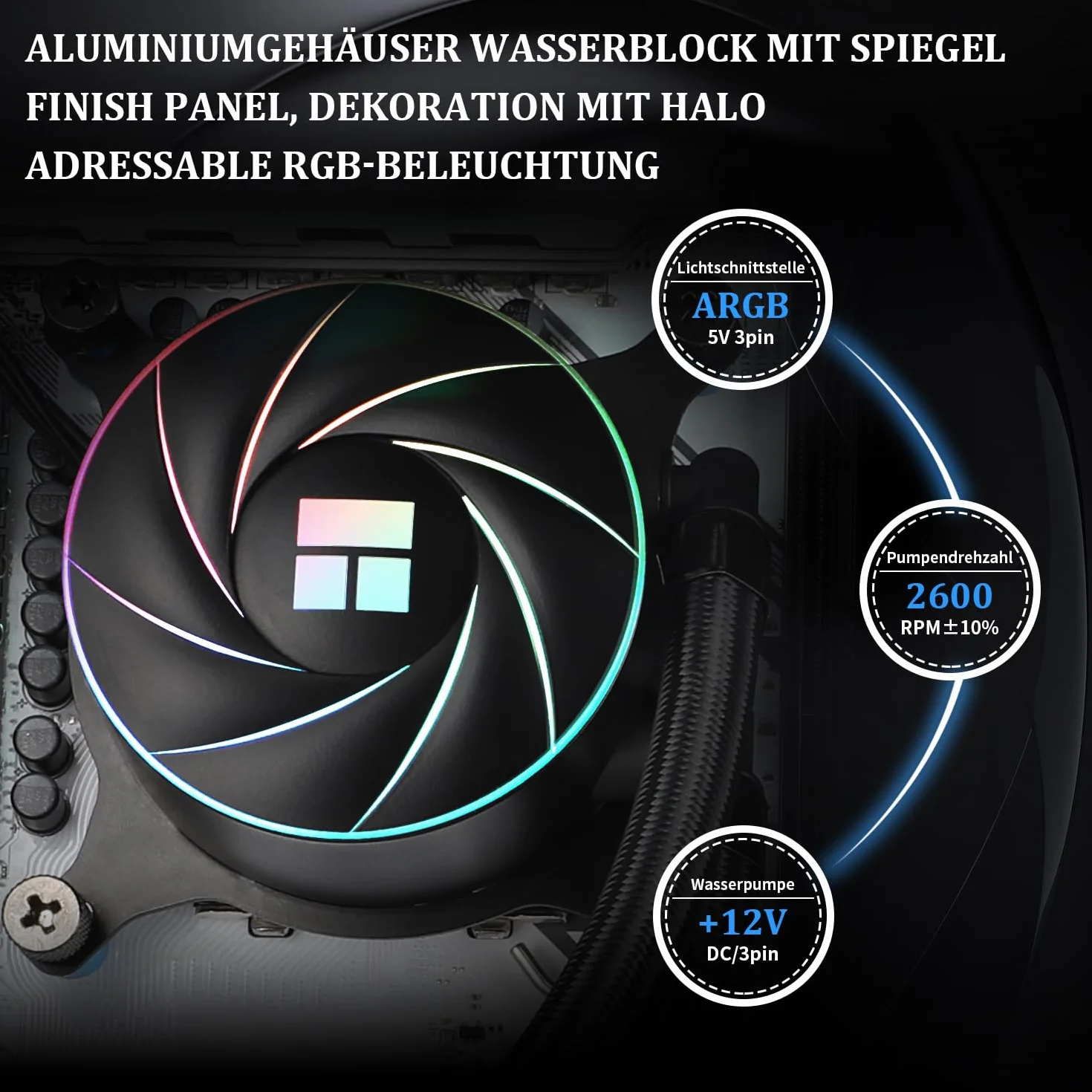 Thermalright AQUA Elite 360 ARGB CPU chłodnica wodna, z 3 wentylatorami PWM 120 mm, prędkość 1550 obr./min, do AMD/AM4/AM5&Intel LGA1150/1151/1200/2011/1700, komputer CPU Aio chłodnica (AE360 ARGB)
