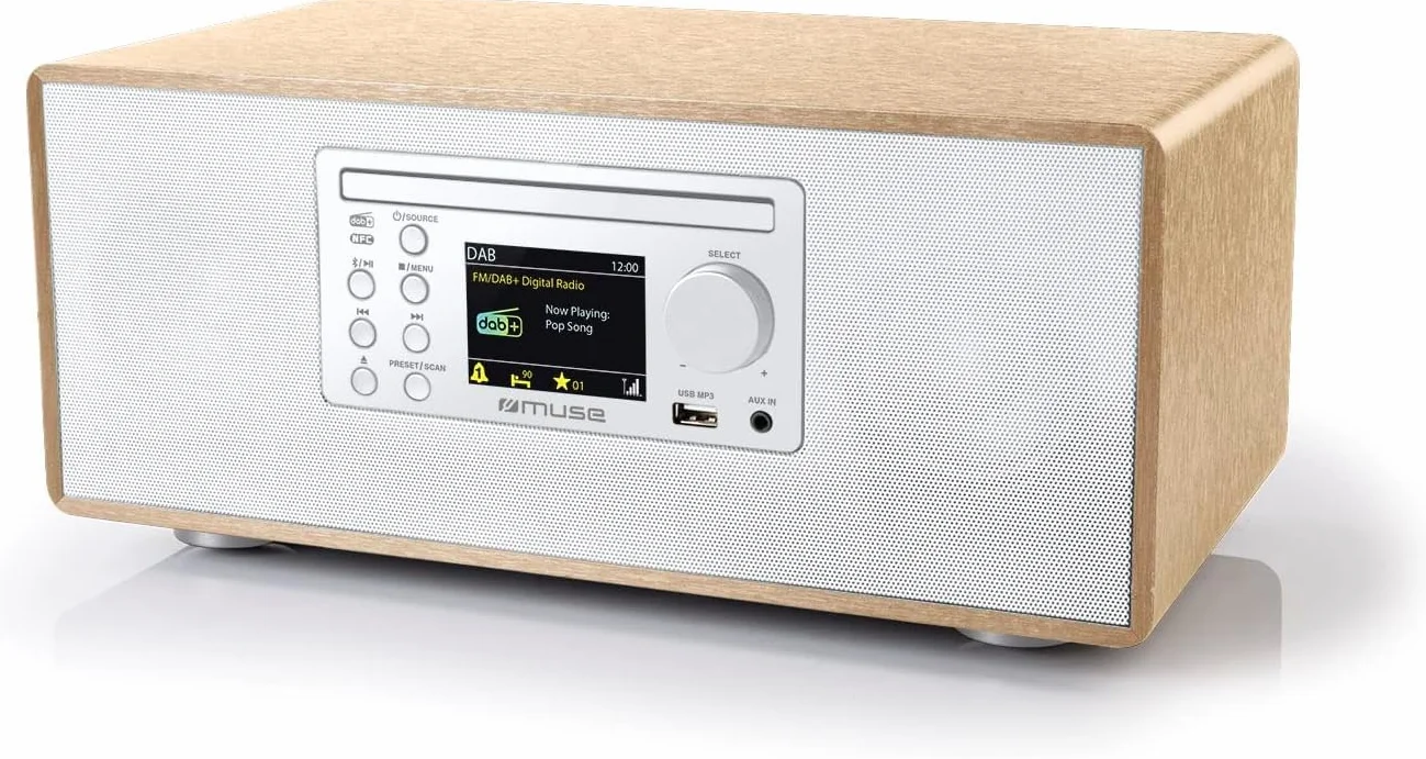 Micro System, odtwarzacz CD, radio DAB FM PLL, Bluetooth, MUSE - (M-695 DBT), wyświetlacz LCD, funkcja automatycznego parowania NFC, 60 W, biały