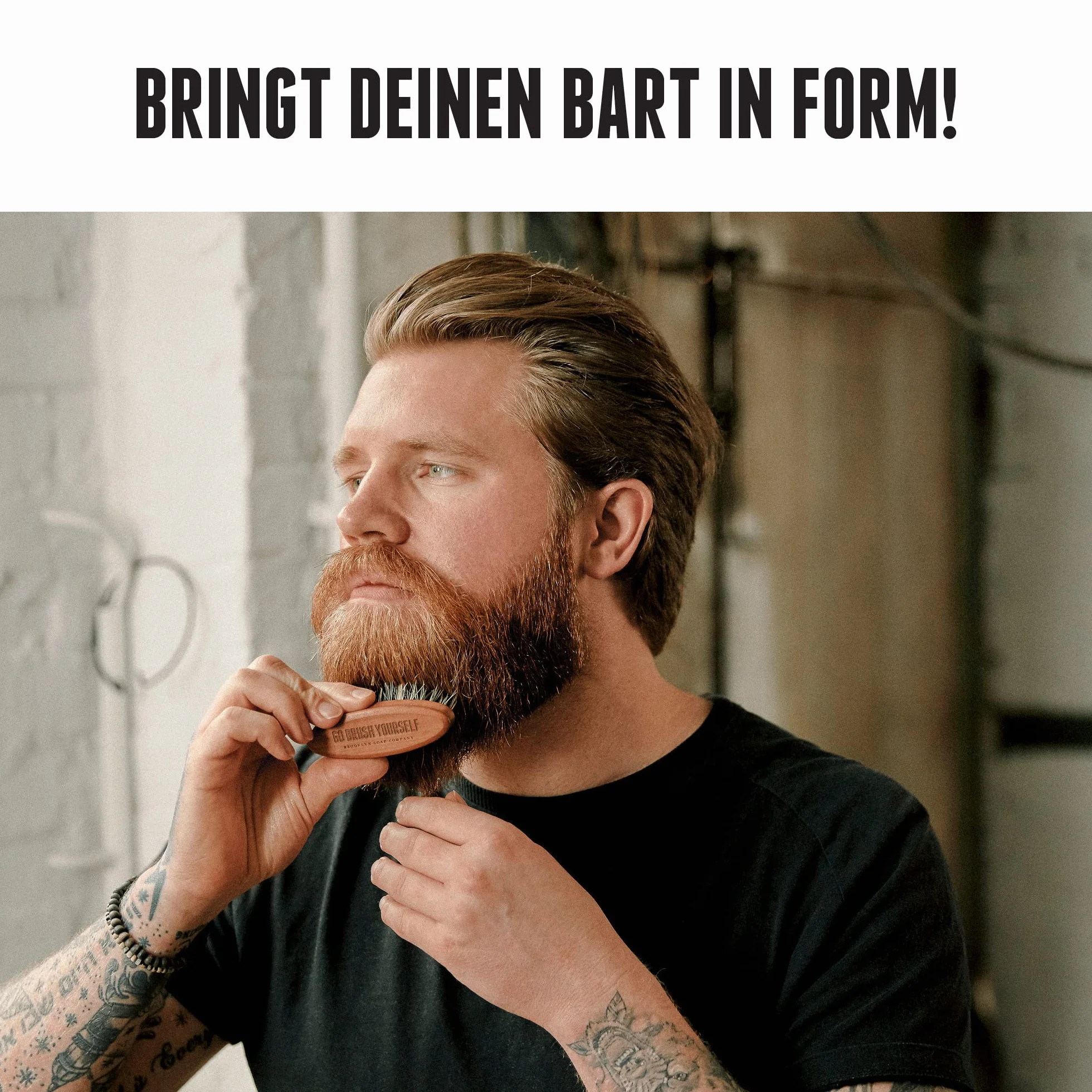 zestaw do pielęgnacji brody: BROOKLYN SOAP COMPANY Beard Brush do brody naturalne kosmetyki naturalne® wegańskie włosy - pomysł na prezent dla mężczyzn - stylizacja pełnej brody lub trzydniowej brody