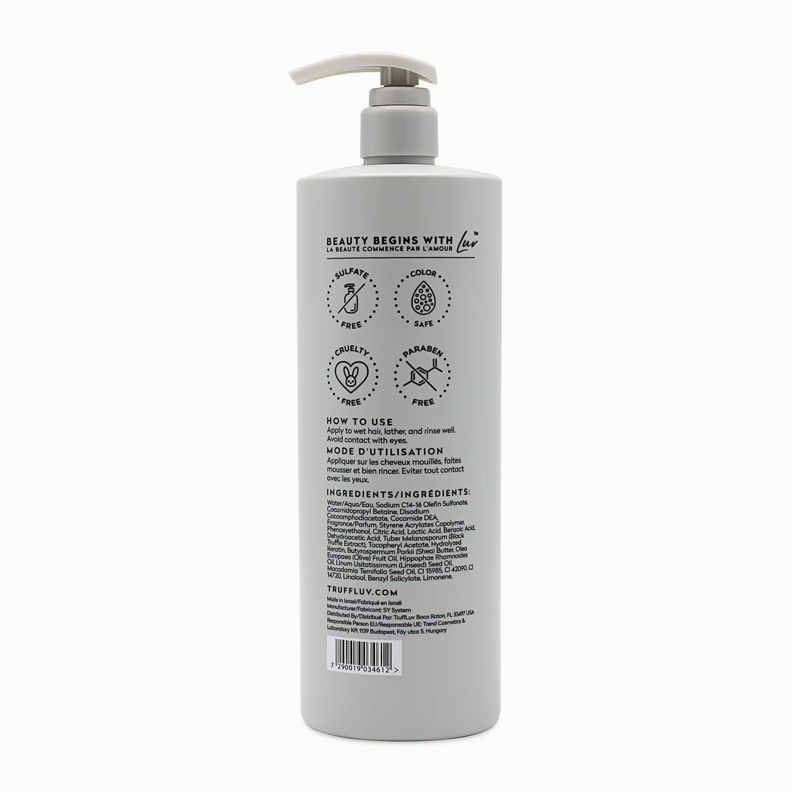 TruffLuv Indulge Collection Truffle Shampoo, infused with Black Truffle Extract, Deep Clarifying Cleansing Shampoo, Gently Removes Buildup on Hair and Scalp, bez parabenów, bez siarczanów, 1000 ml