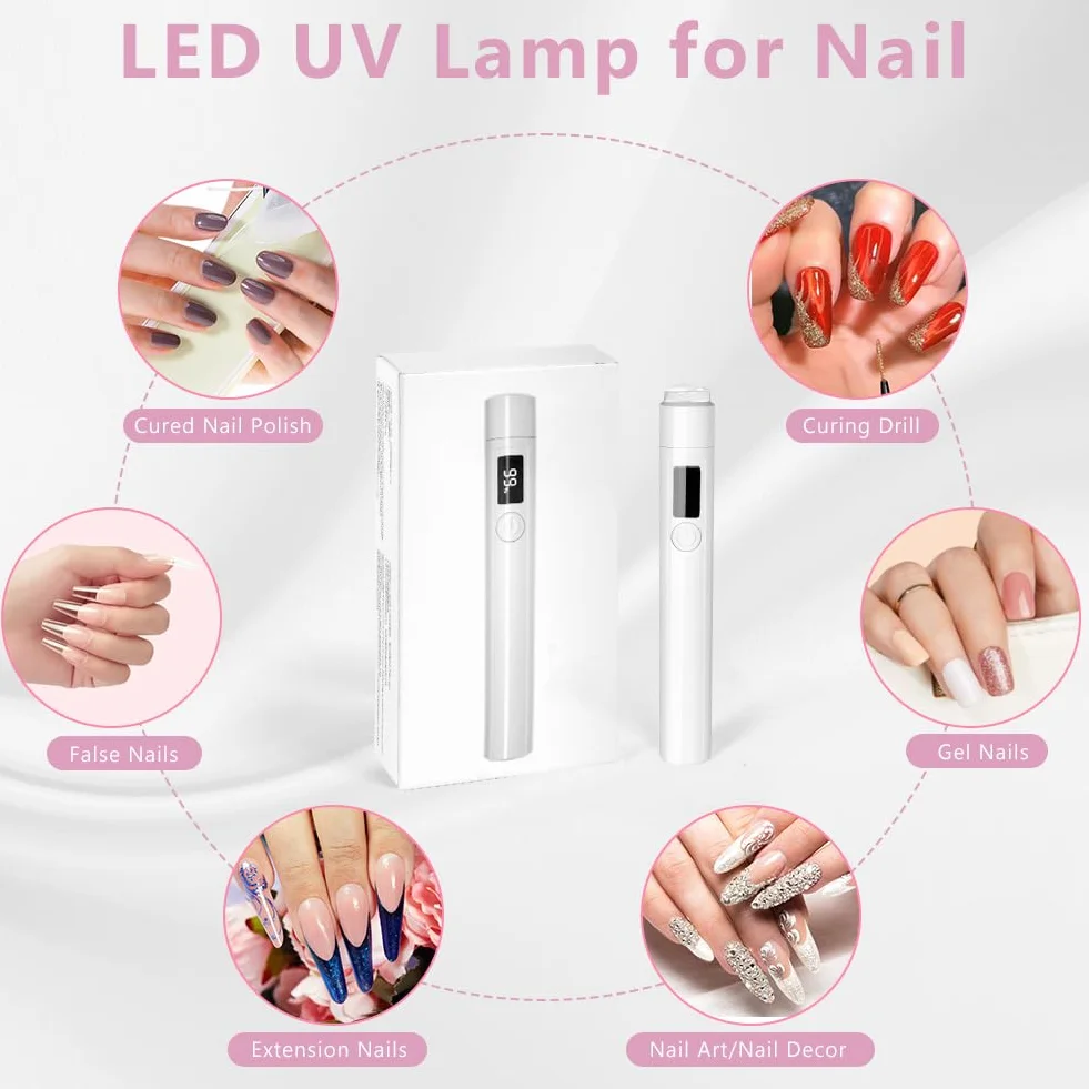 URAQT Lampa żelowa UV do paznokci, przenośna mini lampa UV LED do paznokci z akumulatorem USB, suszarka do paznokci, salon suszarka do paznokci idealna do wszystkich żeli, A