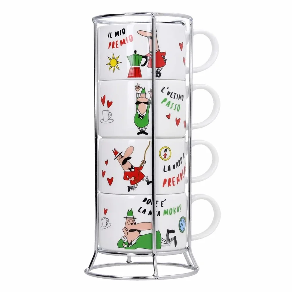 Bialetti Zestaw 4 filiżanek do espresso Italia z uchwytem