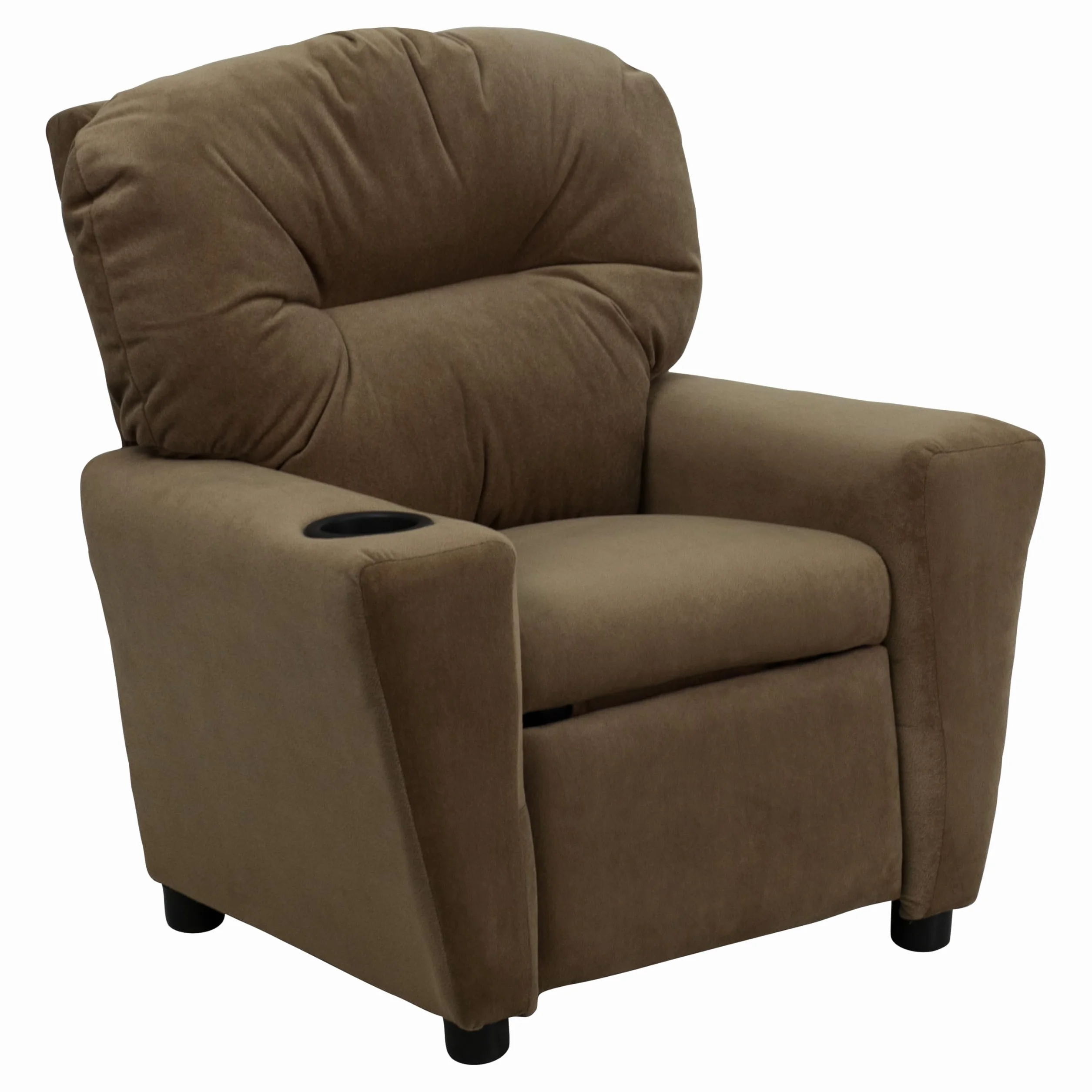 Flash Furniture Współczesny leżak z mikrofibry z uchwytem na kubki, drewno, brązowy, 66,04 x 53,34 x 53,34 cm