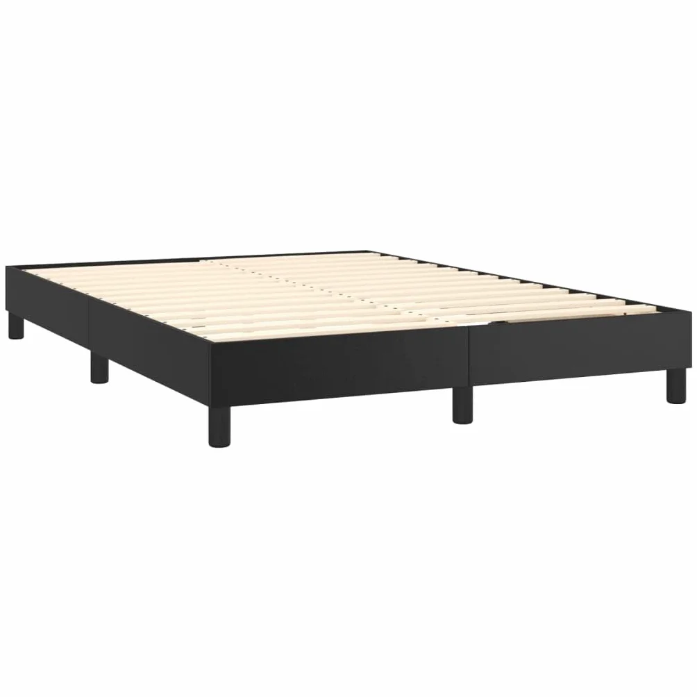 vidaXL Łóżko kontynentalne 140x200 cm czarne obite sztuczną skórą