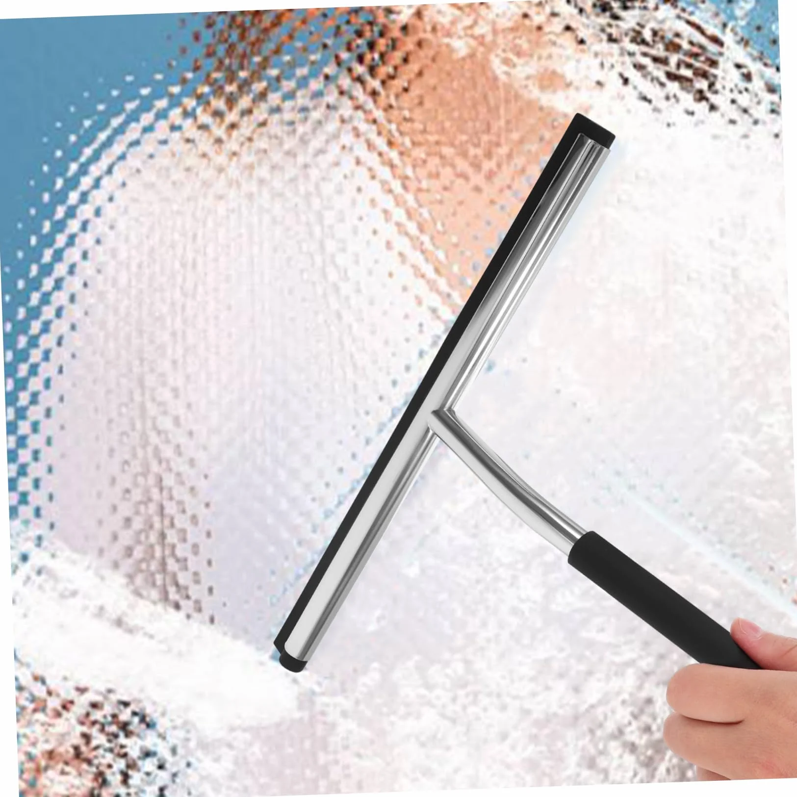 Mobestech 1kawałek Squeegee Do Okien z Stali Nierdzewnej i Silikonu Ergonomiczny Uchwyt Narzędzie Do Czyszczenia Szkła Kolor Losowy Idealny Łazienki i Samochodu
