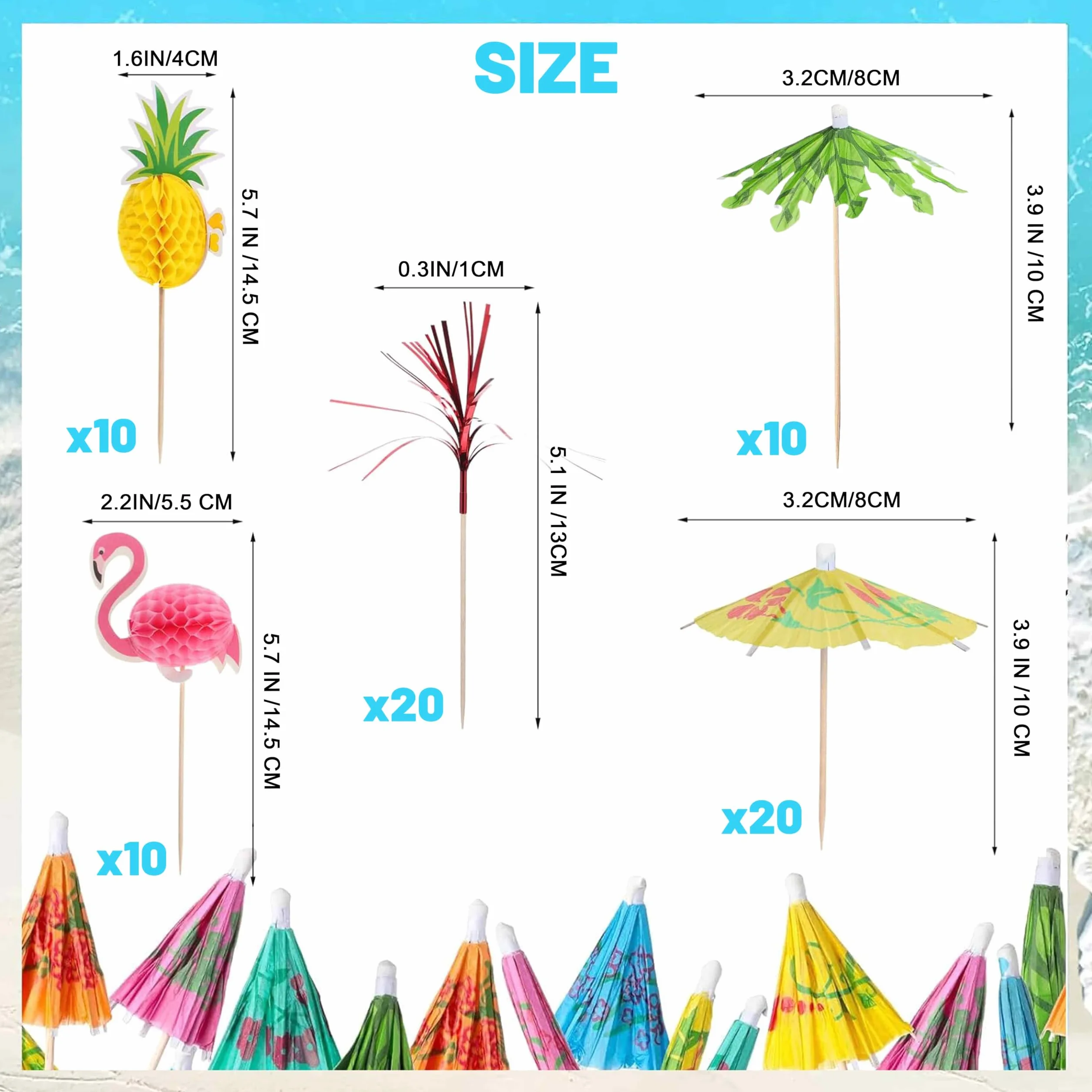 70 sztuk parasoli koktajlowych 3D Flaming Ananas Pszczoła Pszczoła Dekoracje Koktajlowe na drinki na wesele przyjęcie letnie urodziny dekoracja (mieszane kolory)