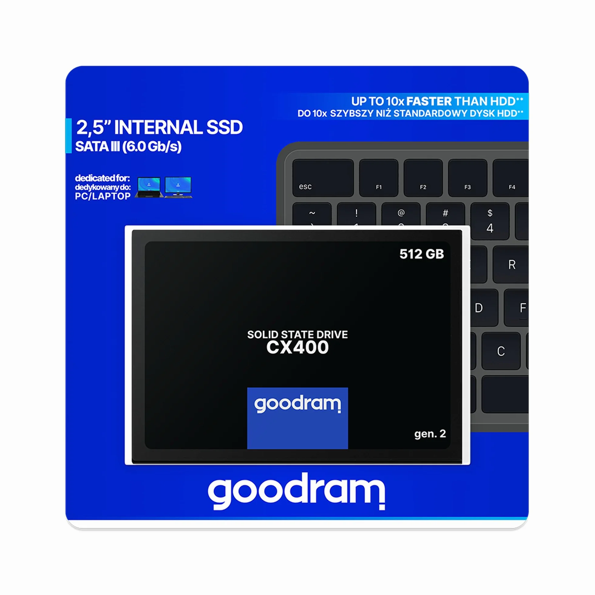 Goodram SSDPR-CX400-512-G2 Wewnętrzny Dysk SSD, 512 GB, Czarny
