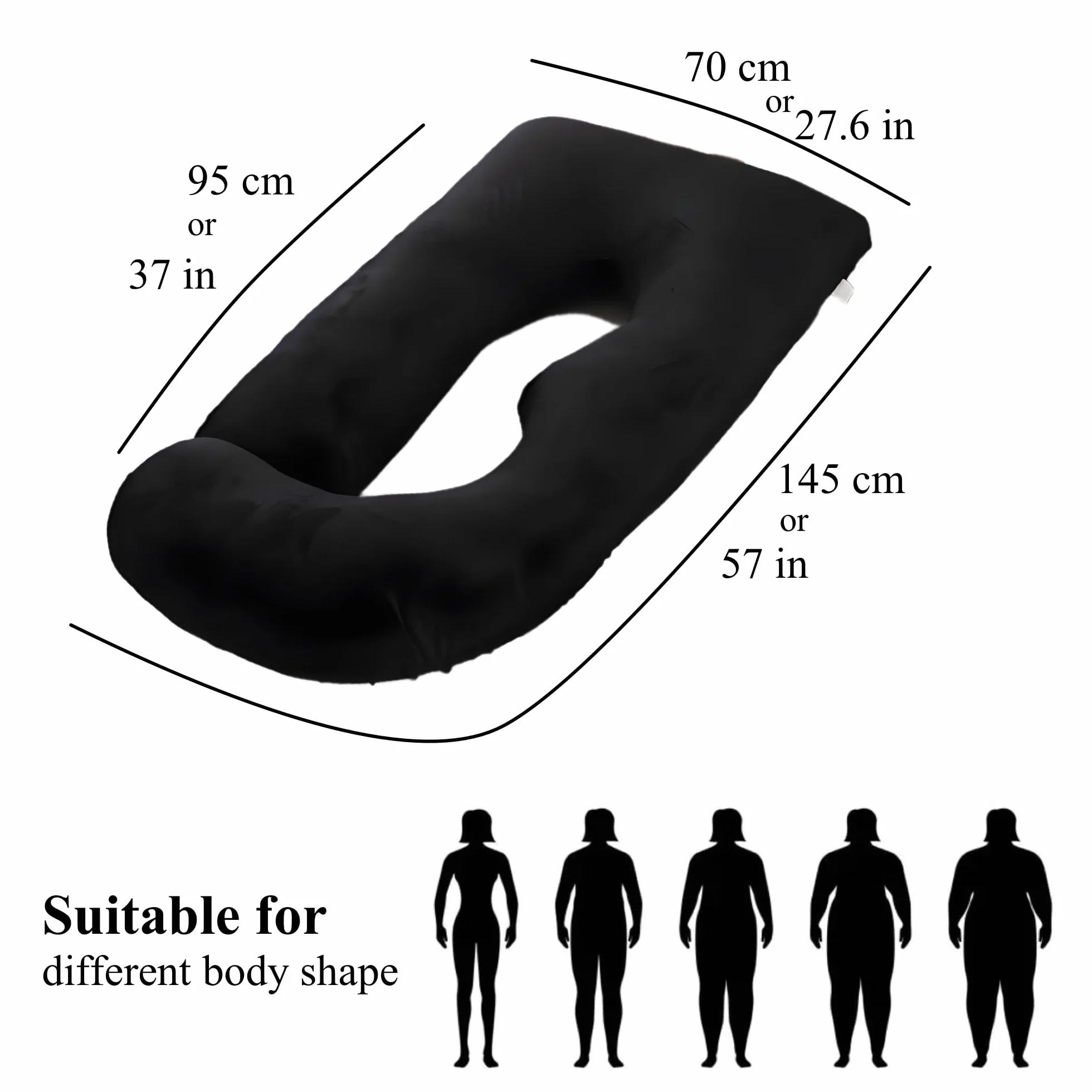 ALLOPERA Poduszka ciążowa 145 cm, pełna poduszka ciążowa ze zdejmowaną poszewką, nadająca się do prania, wsparcie snu, na nogi, plecy, szyję, ramiona, biodra, brzuch dla kobiet w ciąży,
