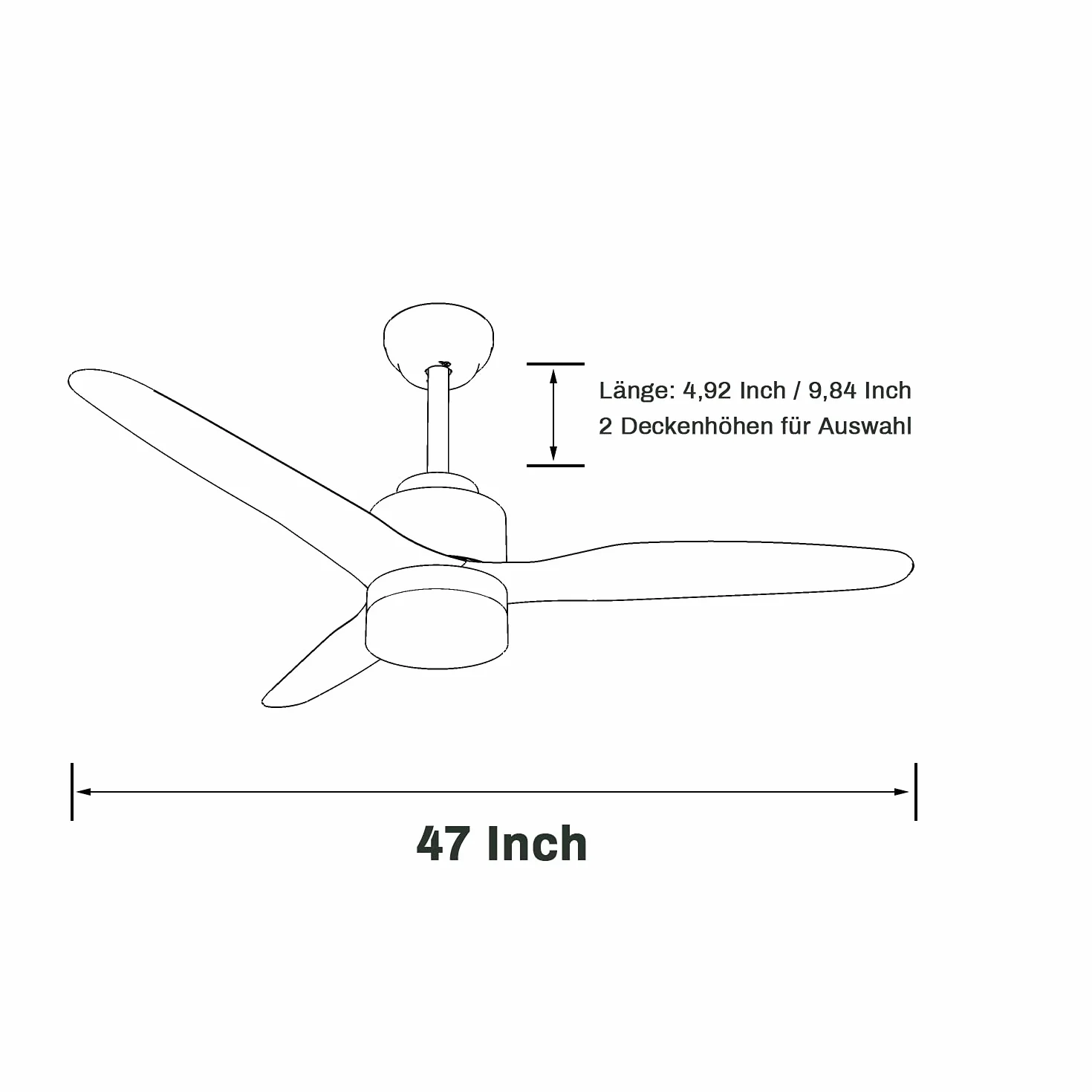 SONNI Wentylator sufitowy z oświetleniem i pilotem zdalnego sterowania, cichy, 3 temperatury barwowej 119 cm, czarny i drewniany, minimalistyczny design