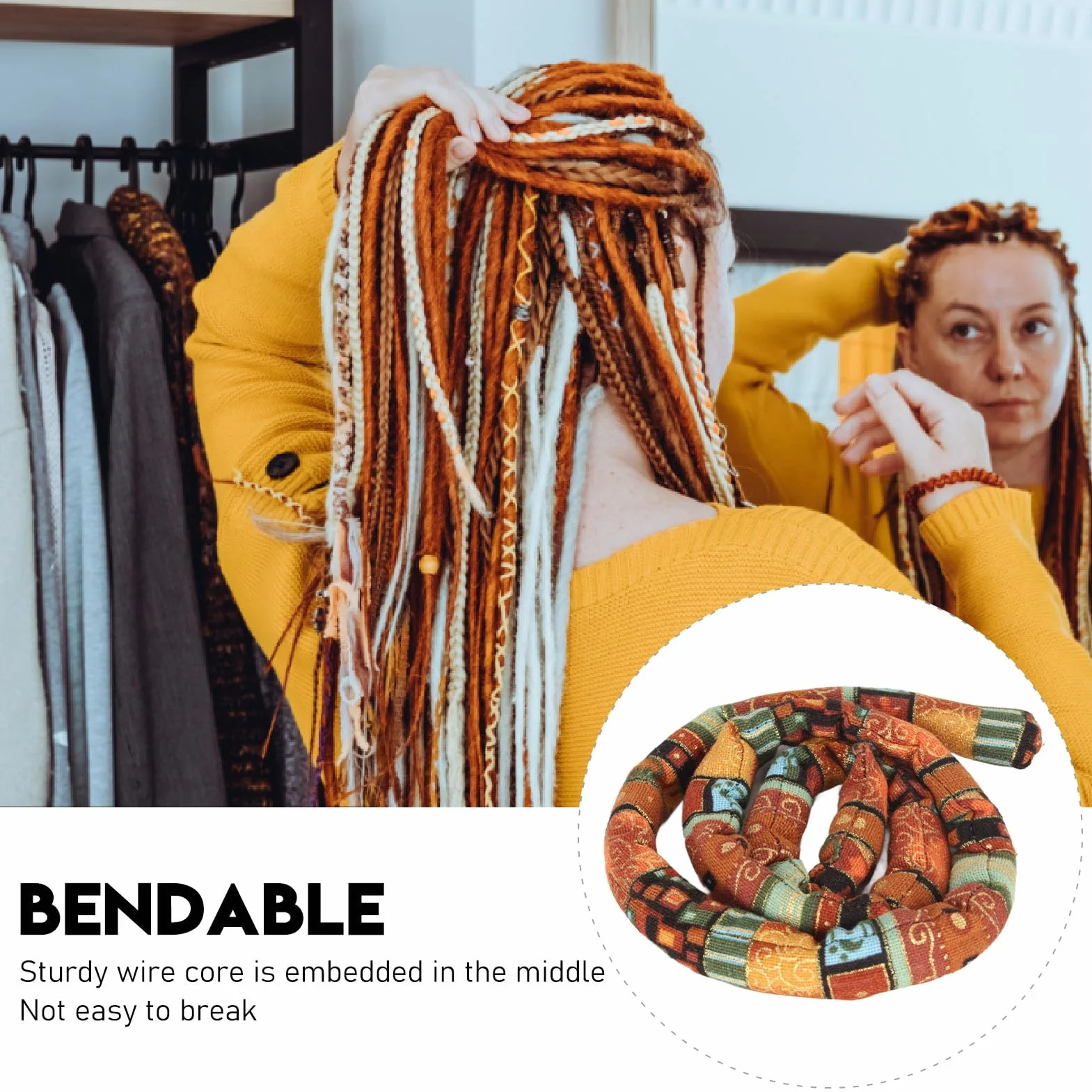 Generic Spiral's Blocking Kucyk Wsparcie, Etniczny Elastyczny żelazny Drut w Eleganckich żółtych Dreadach z Włosami Wyjaśnionymi na imprezę dla Mężczyzn