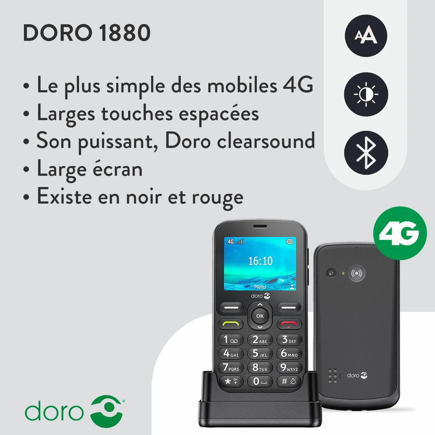 DORO 1880 4G (SOCLE DE CHARGE) BLACK