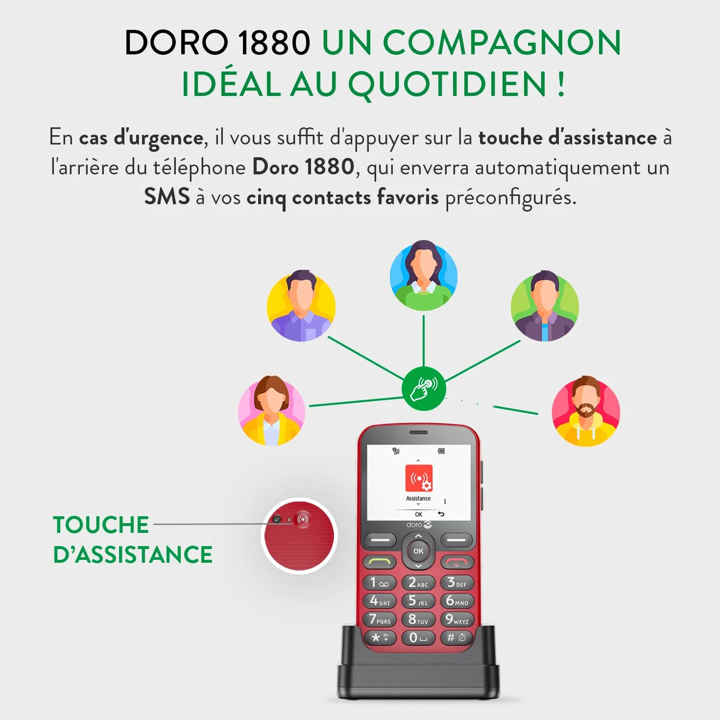 DORO 1880 4G (SOCLE DE CHARGE) BLACK