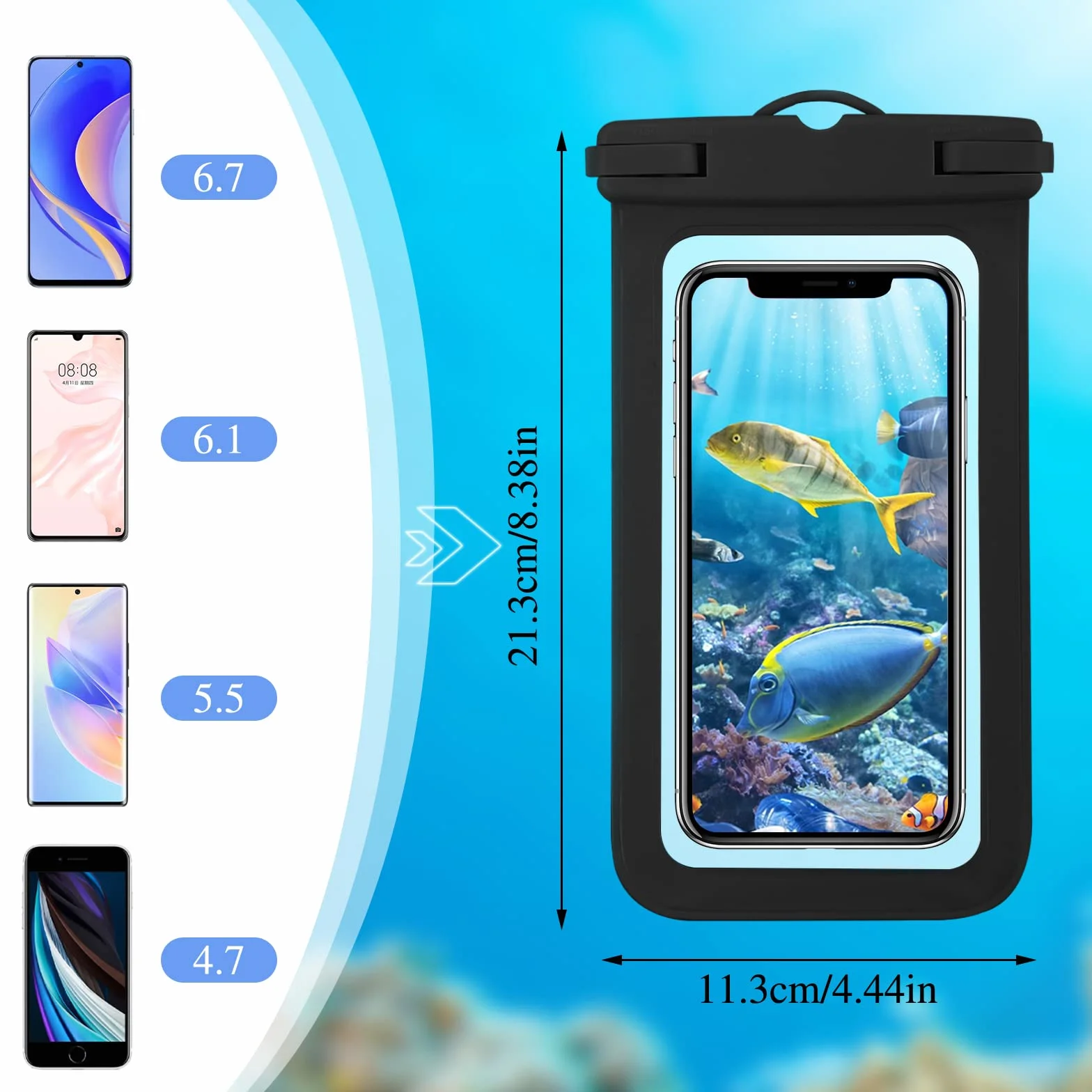 WLLHYF Wodoodporne etui na telefon, wodoodporne etui na telefon IPX8, uniwersalne, pływające pod wodą, etui na telefon komórkowy, uchwyt na wszystkie modele telefonów, wakacje, pływanie, niezbędnik 18