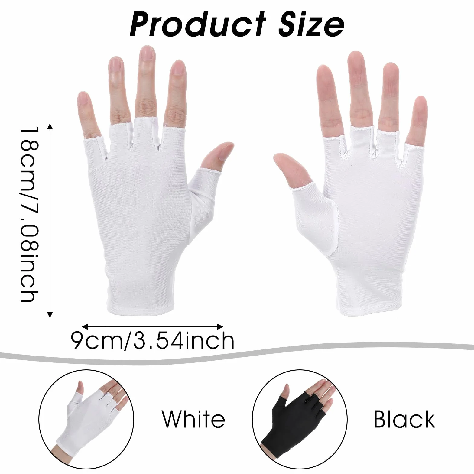 AHQiZFX 2 pary UV rękawic do manicure, ochrona przed UV, bez palców, dla żelowych paznokci, suszarek, jazdy, wędkowania, fitnessu