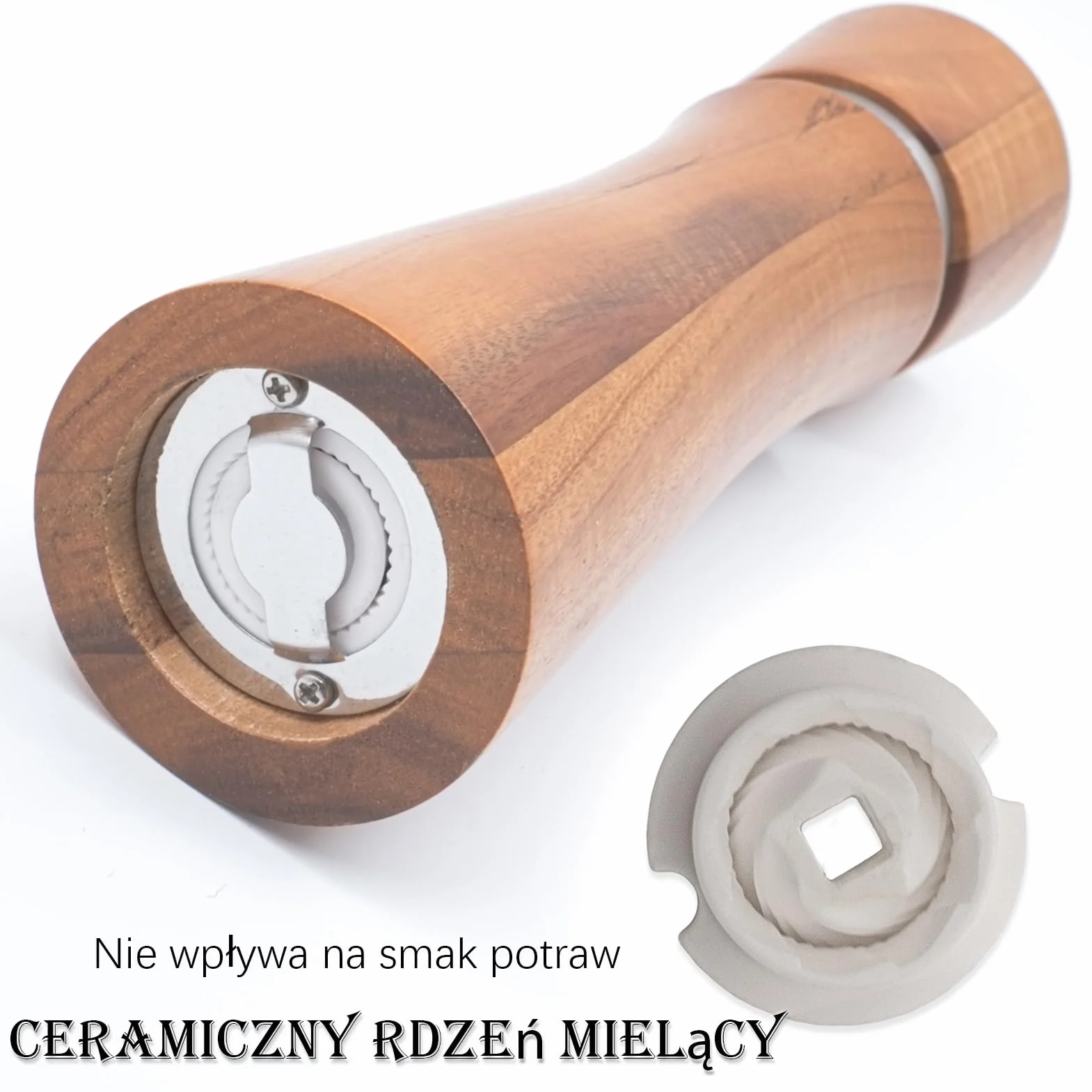 Młynki Do Soli I Pieprzu Drewniane 22 cm Akacja Zestaw Ręczny
