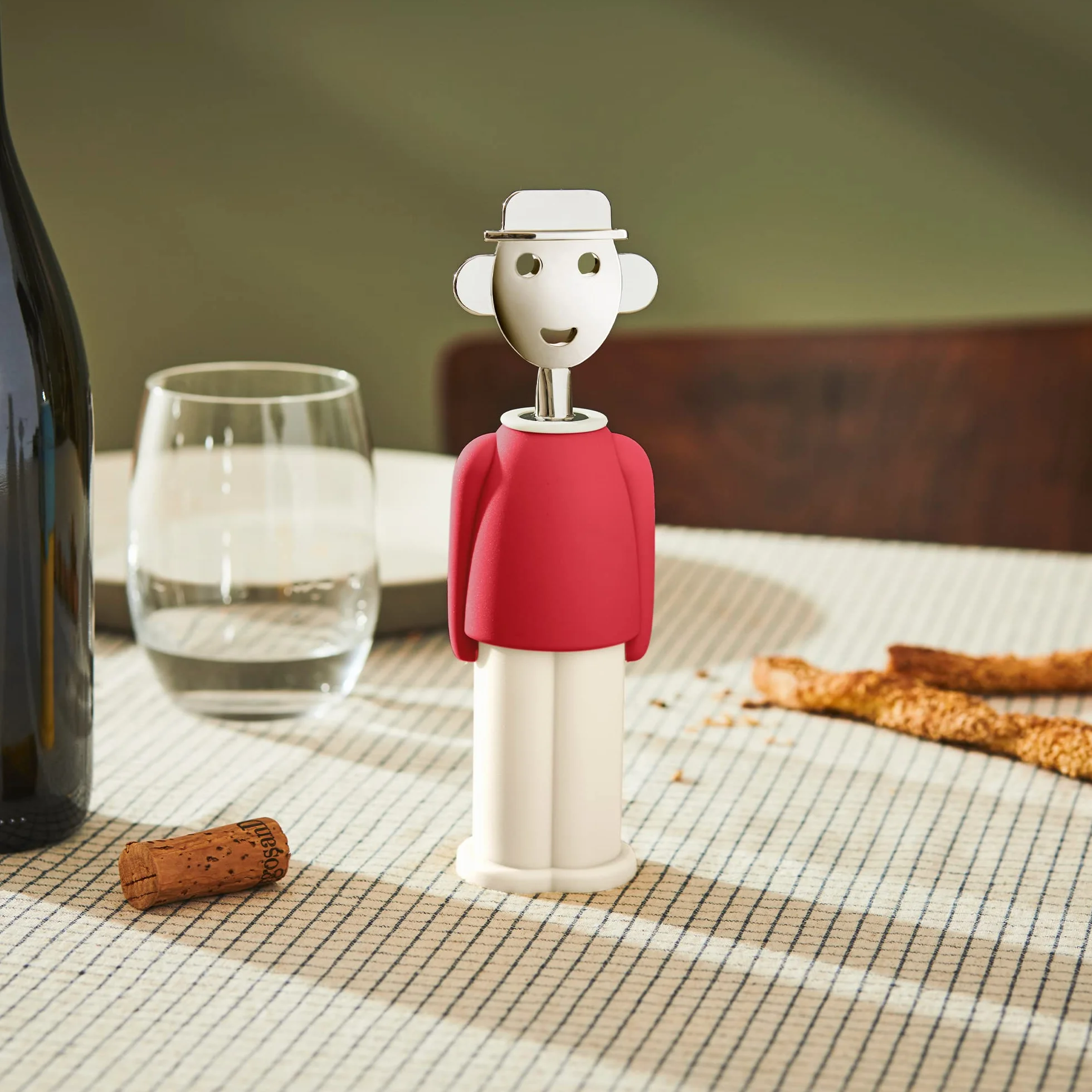 Alessi AAM23 R Design korkociąg, chromowany zamak i żywica termoplastyczna, czerwony