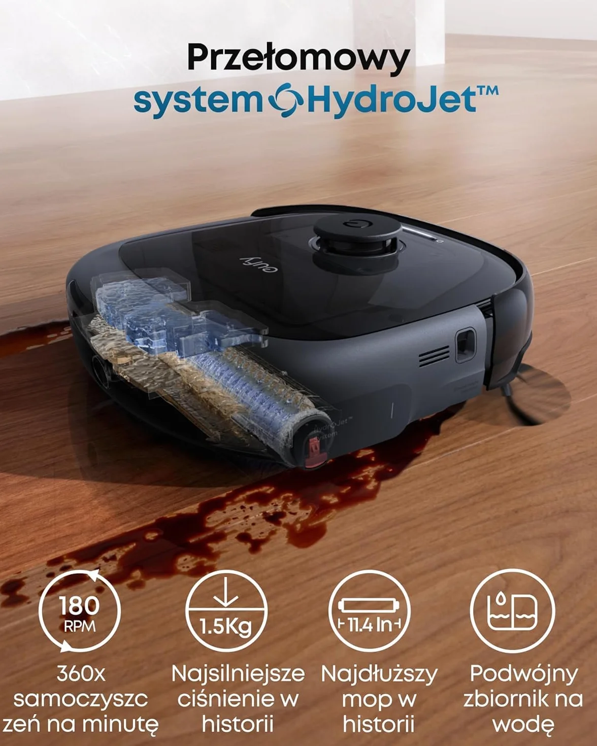 eufy E28 Omni Robot sprzątający z mopem HydroJet, 20000 Pa, automatyczne czyszczenie dywanów