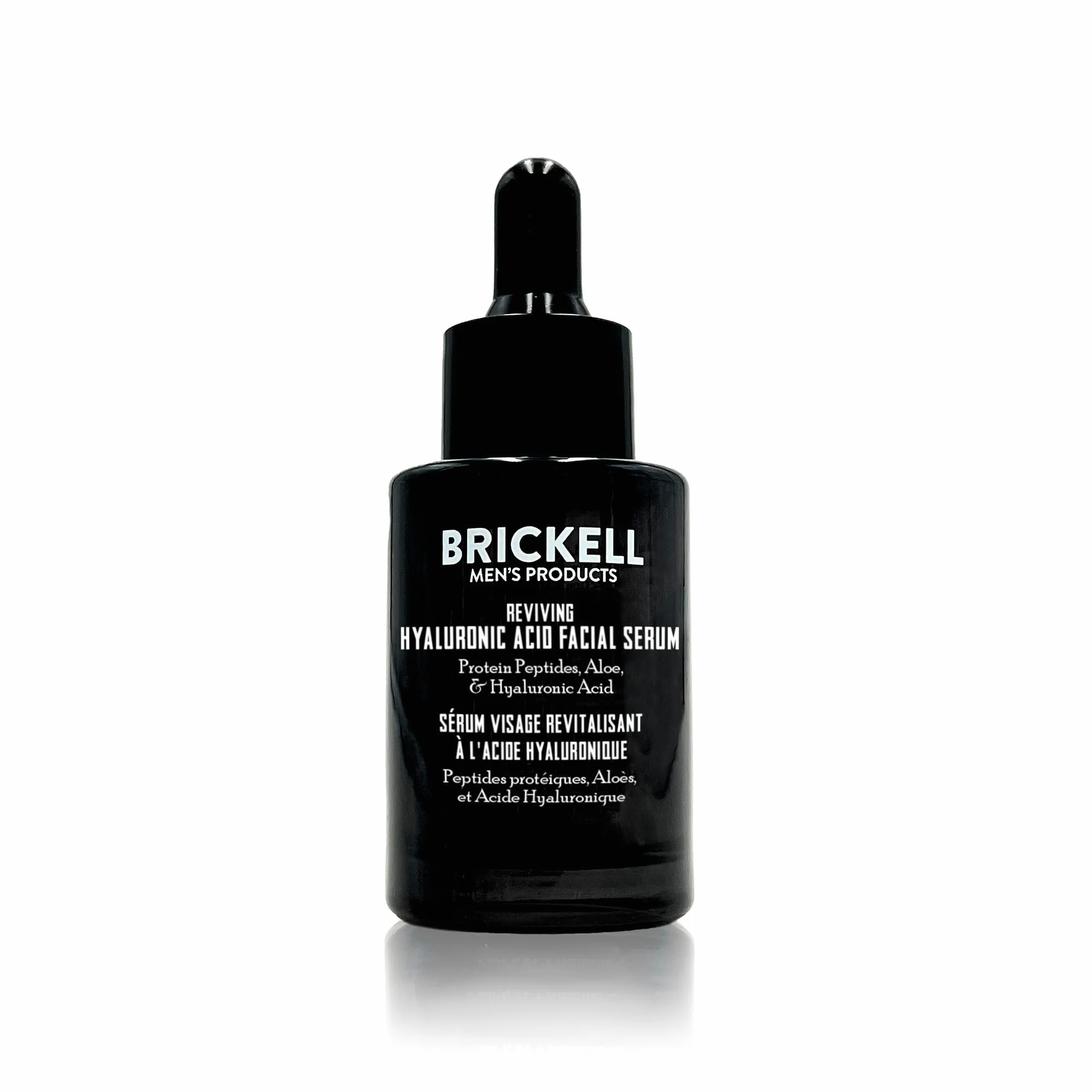Brickell Męskie serum przeciw starzeniu się kwasu hialuronowego do twarzy, regenerujące serum na dzień dla mężczyzn, naturalne i organiczne serum do twarzy z witaminą C z peptydami białkowymi do