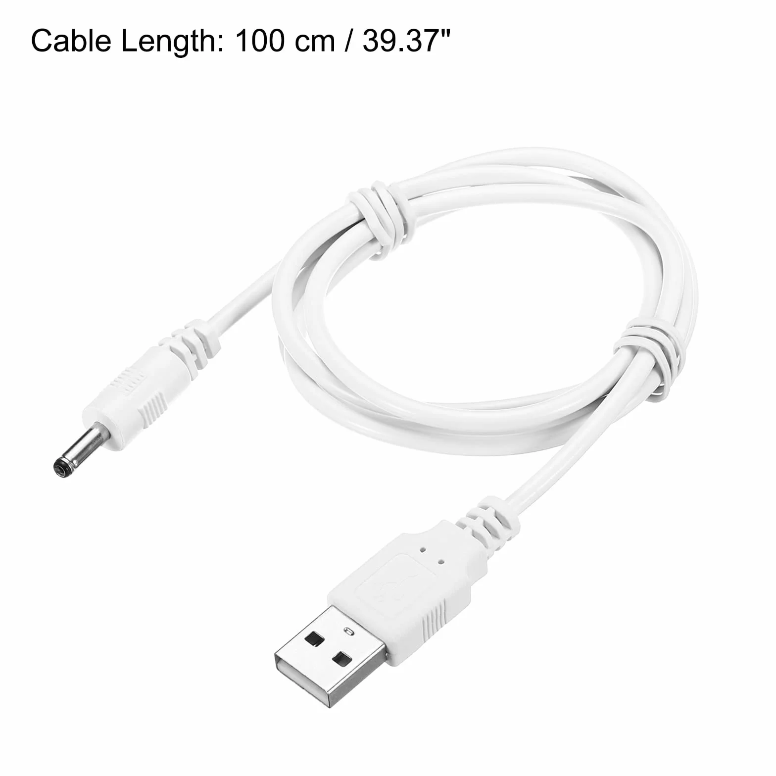 map sourcing USB męski do DC 3,5 x 1,35 mm męski kabel zasilający 100 cm kabel do ładowania lampka nocna mini wentylatory, biały opakowanie 1 szt