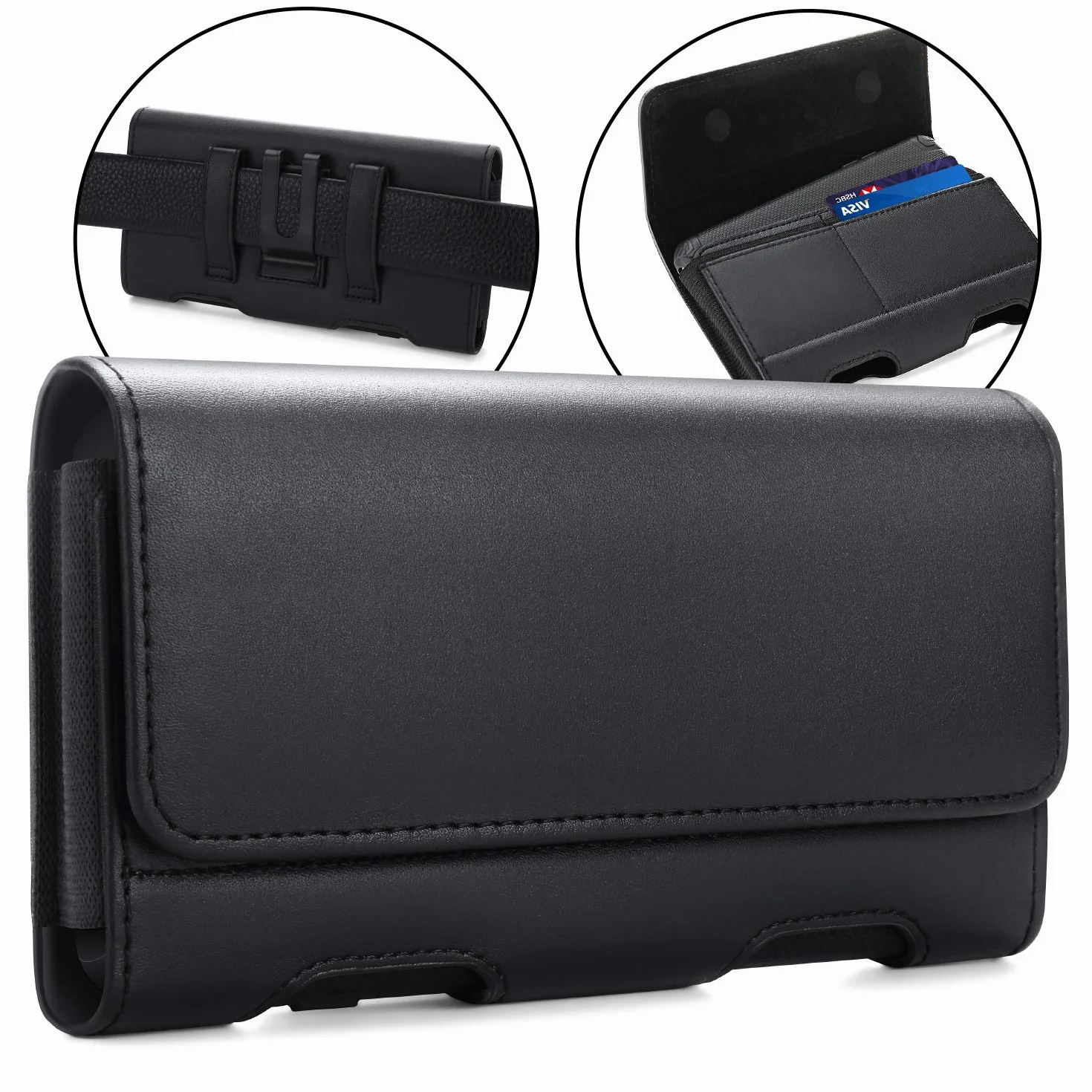 BECPLT Etui na iPhone 16 Pro 16 15 Pro 14 Pro 13 Pro 12, skórzane etui z klipsem na pasek etui na telefon komórkowy pokrowiec ochronny etui z przegródkami na karty do iPhone 15 14 13 11 Pro Galaxy S24
