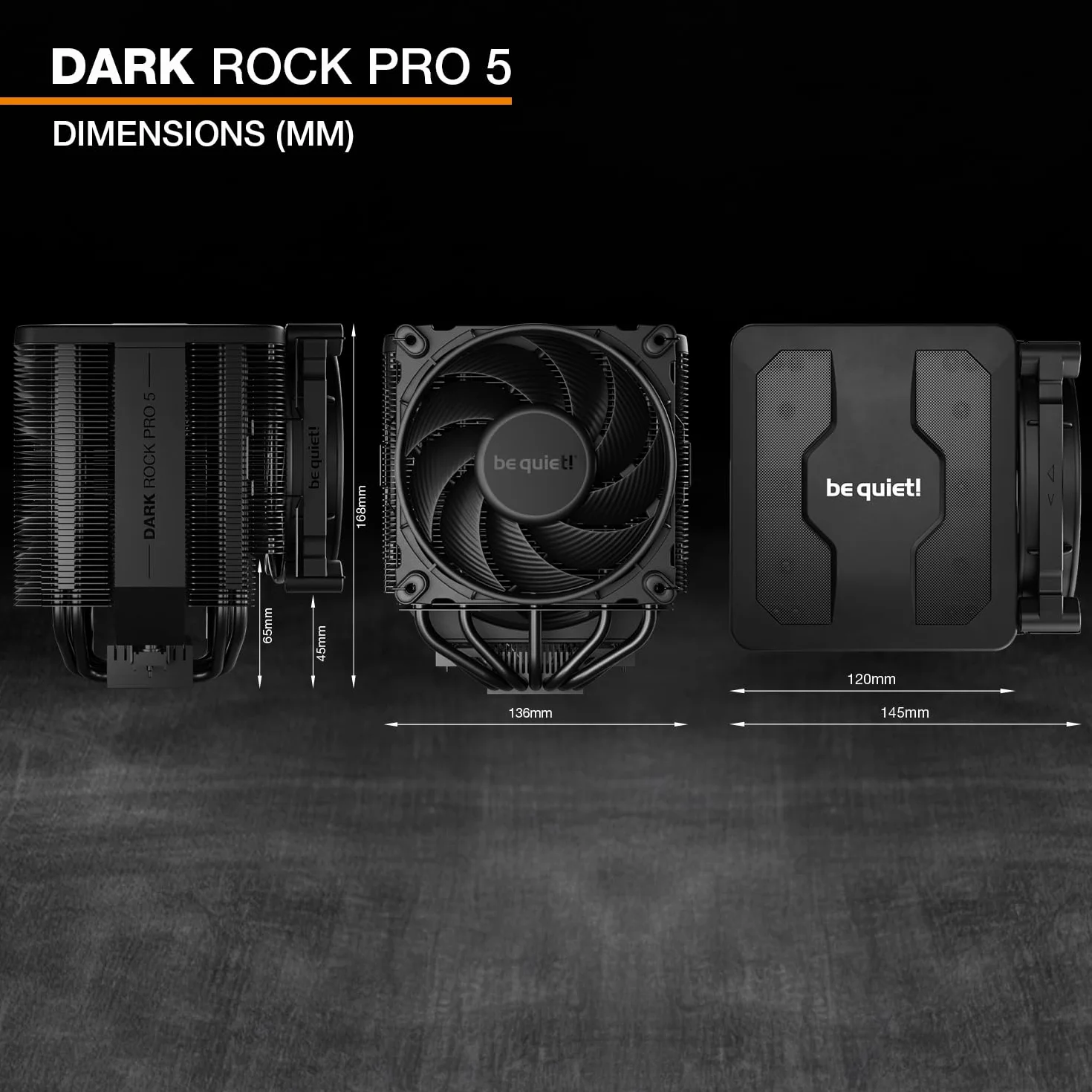 be quiet! Dark Rock Pro 5 Chłodzenie powietrzne, niezwykle wysoka wydajność chłodzenia, 7 wysokowydajnych ciepłowodów, wentylator Silent Wings 120 mm PWM, wentylator Silent Wings 135 mm PWM