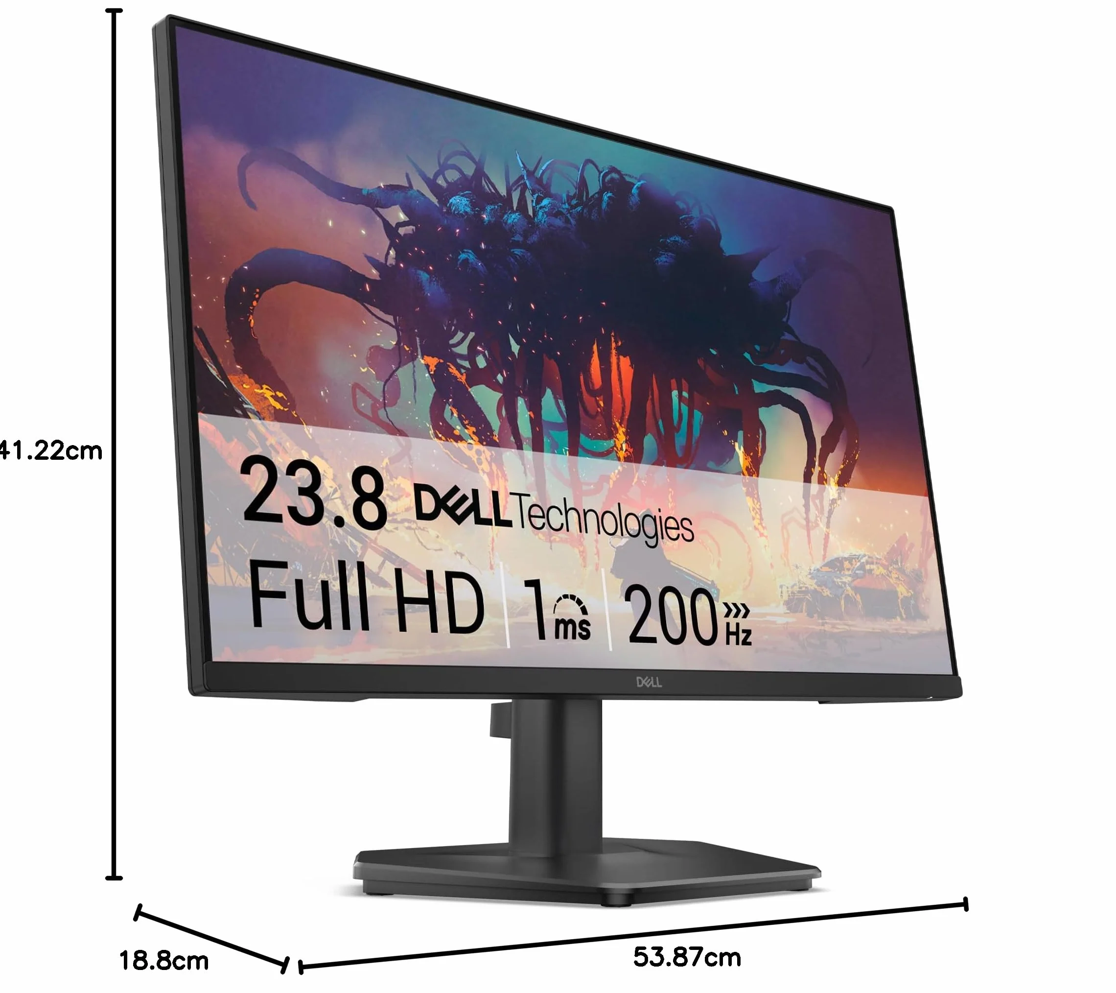 Dell 24 monitor gamingowy – SE2425HG, Full HD (1920 x 1080), 200 Hz, szybki IPS, 1 ms, AMD FreeSync Premium, 99% sRGB, VESA (100 x 100 mm), DisplayPort, 2 HDMI, 3 lata, czarny
