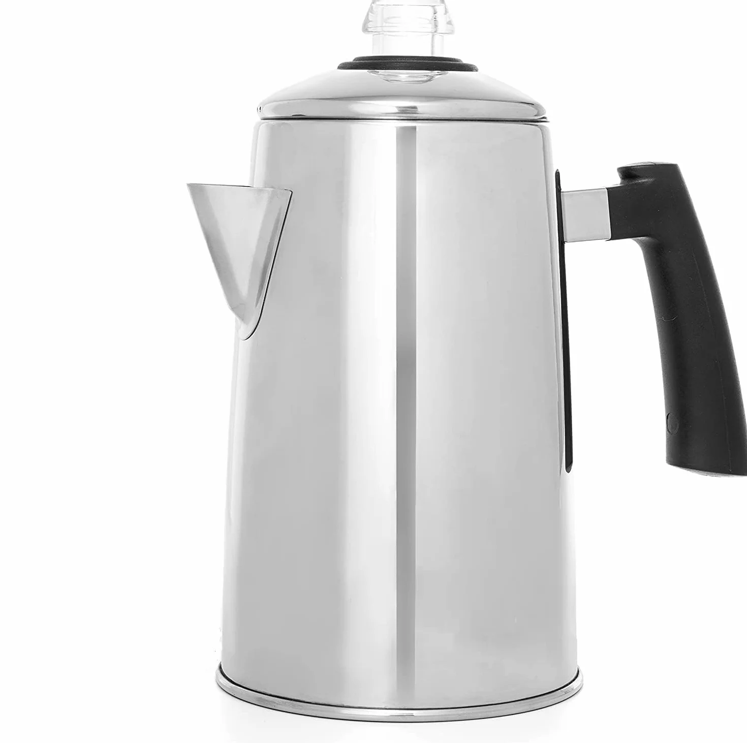 KFO Perkolator do kawy ze stali nierdzewnej 1,5 l 12 filiżanek ekspres kempingowy z uchwytem Cool-Touch