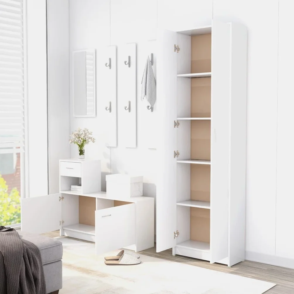 vidaXL Szafka korytarzowa 55 x 25 x 189 cm drewno obrobione białe