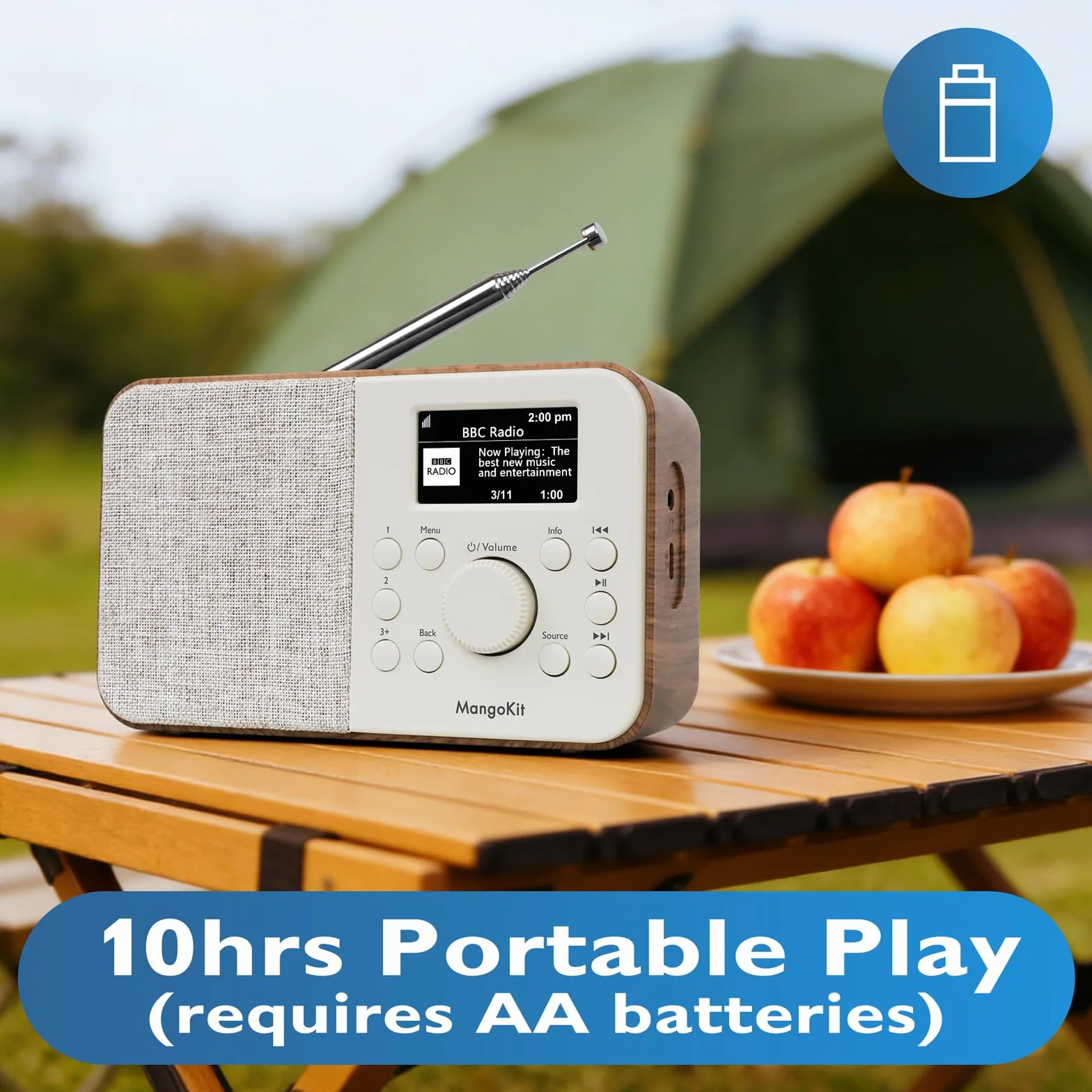 SR-L Przenośne radio DAB z Bluetooth 5.3-DAB+, radio FM i internetowe z Wi-Fi, podcastami, 150 ustawieniami, radio z budzikiem, radio kuchenne z kolorowym wyświetlaczem, zasilanie sieciowe