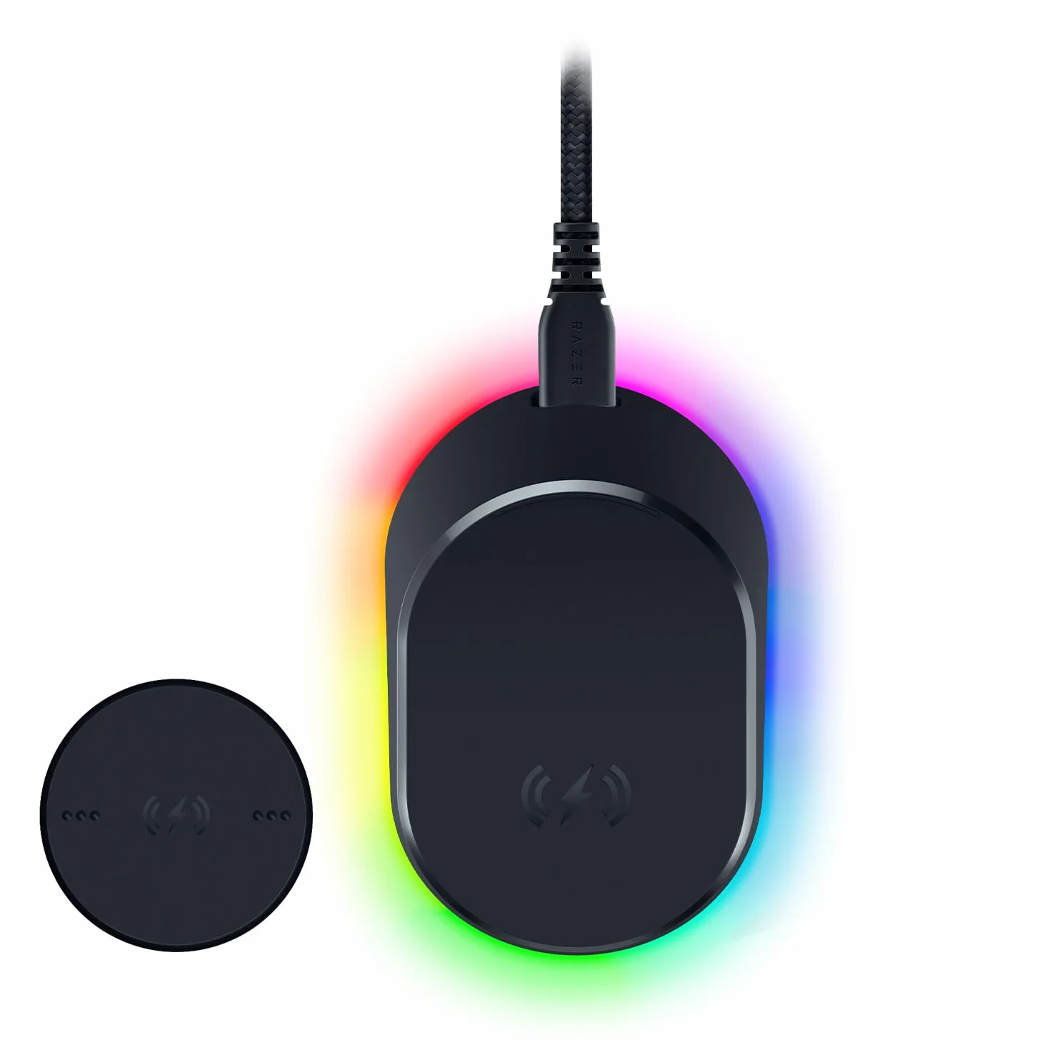 Razer Stacja dokująca do myszy i krążek ładujący – magnetyczna bezprzewodowa stacja ładująca i moduł ładujący dla kompatybilnych myszy (magnetyczna stacja dokująca ze statusem ładowania oświetlenie