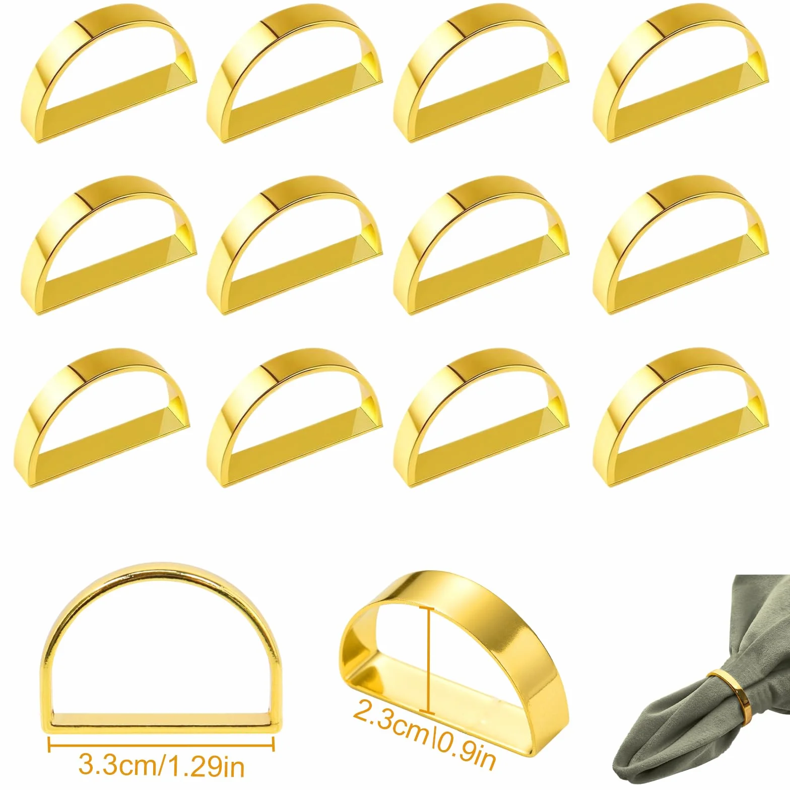 Pierścienie na serwetki złote 12 szt. Eleganckie klamry do serwetek, Pierścienie na serwetki Boże Narodzenie Napkin Rings z metalu do dekoracji stołu Walentynki Wielkanoc Wesele Boże Narodzenie