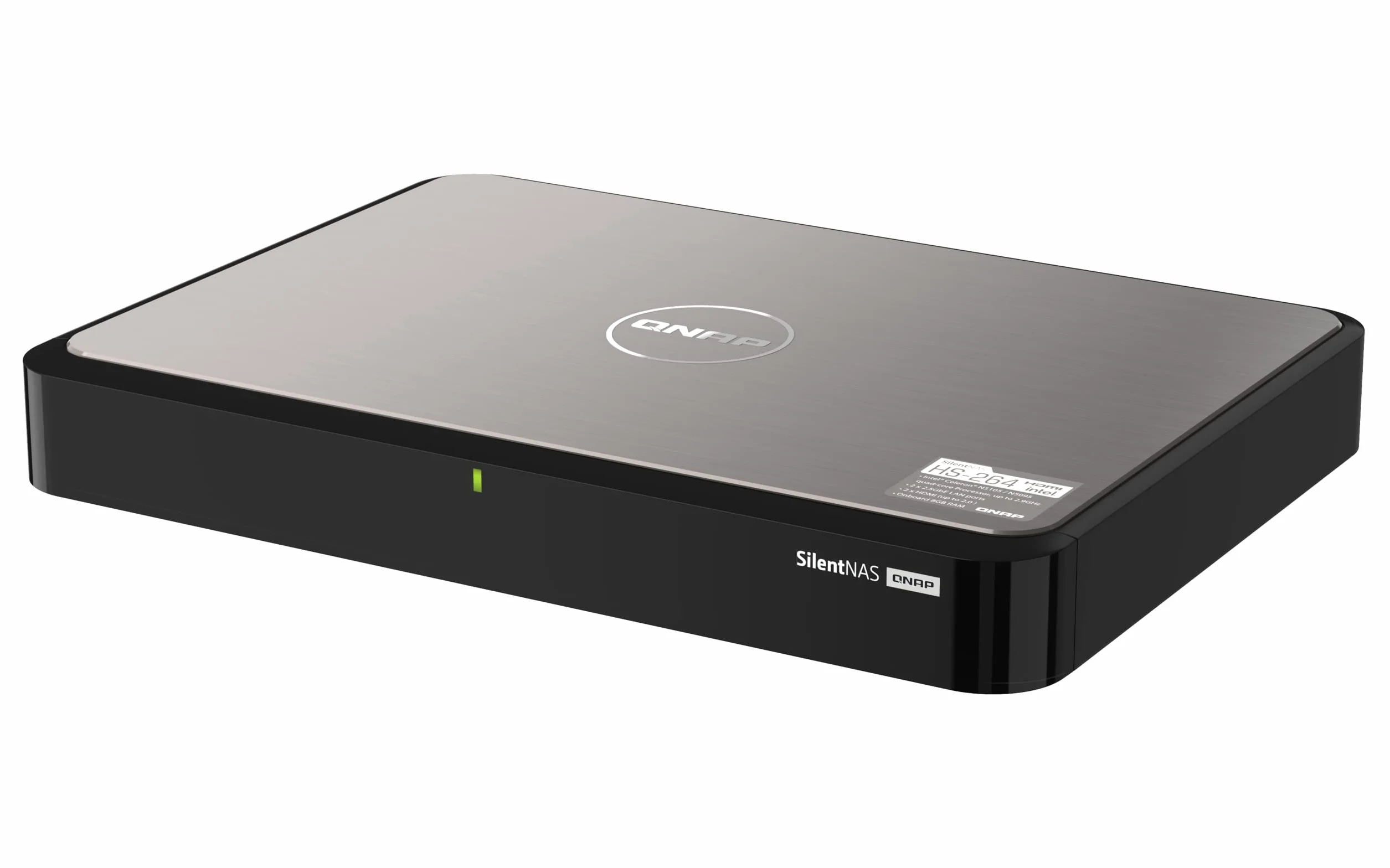 QNAP HS-264-8G Cichy i lekki domowy NAS do odtwarzania multimediów i strumieniowania z podwójnym wyjściem HDMI 2.0 4K