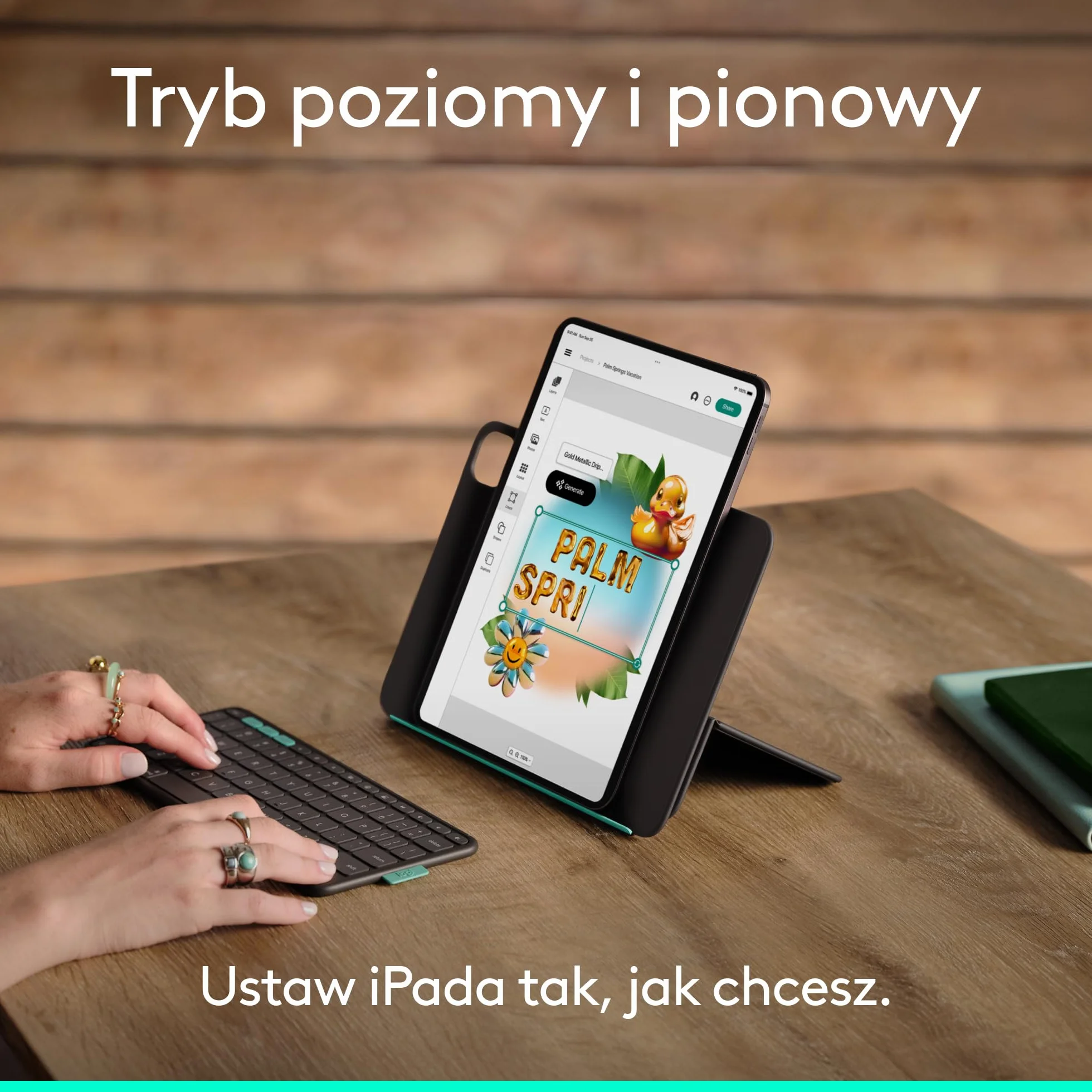 Logitech Flip Folio, etui z klawiaturą do iPada Pro 11 cali (M4 i M5) i iPada Air 11 cali (M2 i M3) (5. generacja — 2024) – chowane etui ochronne do obsługi wielu urządzeń, QWERTY US INT'L – grafitowe