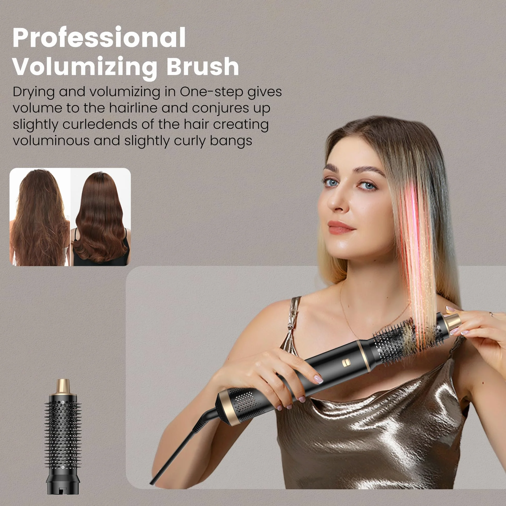 Airbrush 5 w 1 dmuchawa szczotka 5 w 1, suszarka do włosów 5 w 1 z lokowaniem do włosów na sucho, szczotka, szczotka termiczna 5 w 1, do suszenia, kręcenia, prostowania, świątecznego prezentu dla